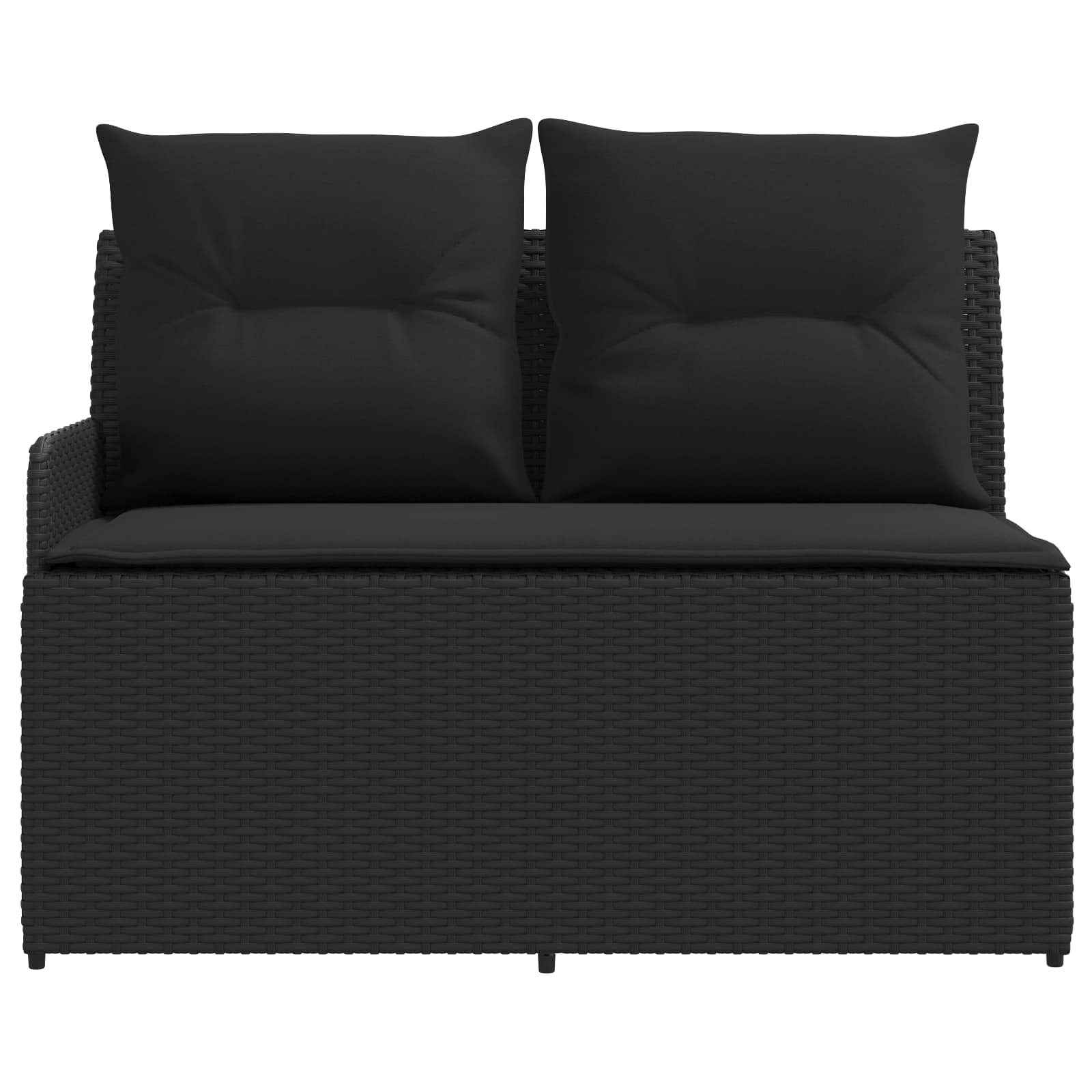 2 Stk. Gartenarmsessel mit Ecksofa PE-Rattan Schwarz