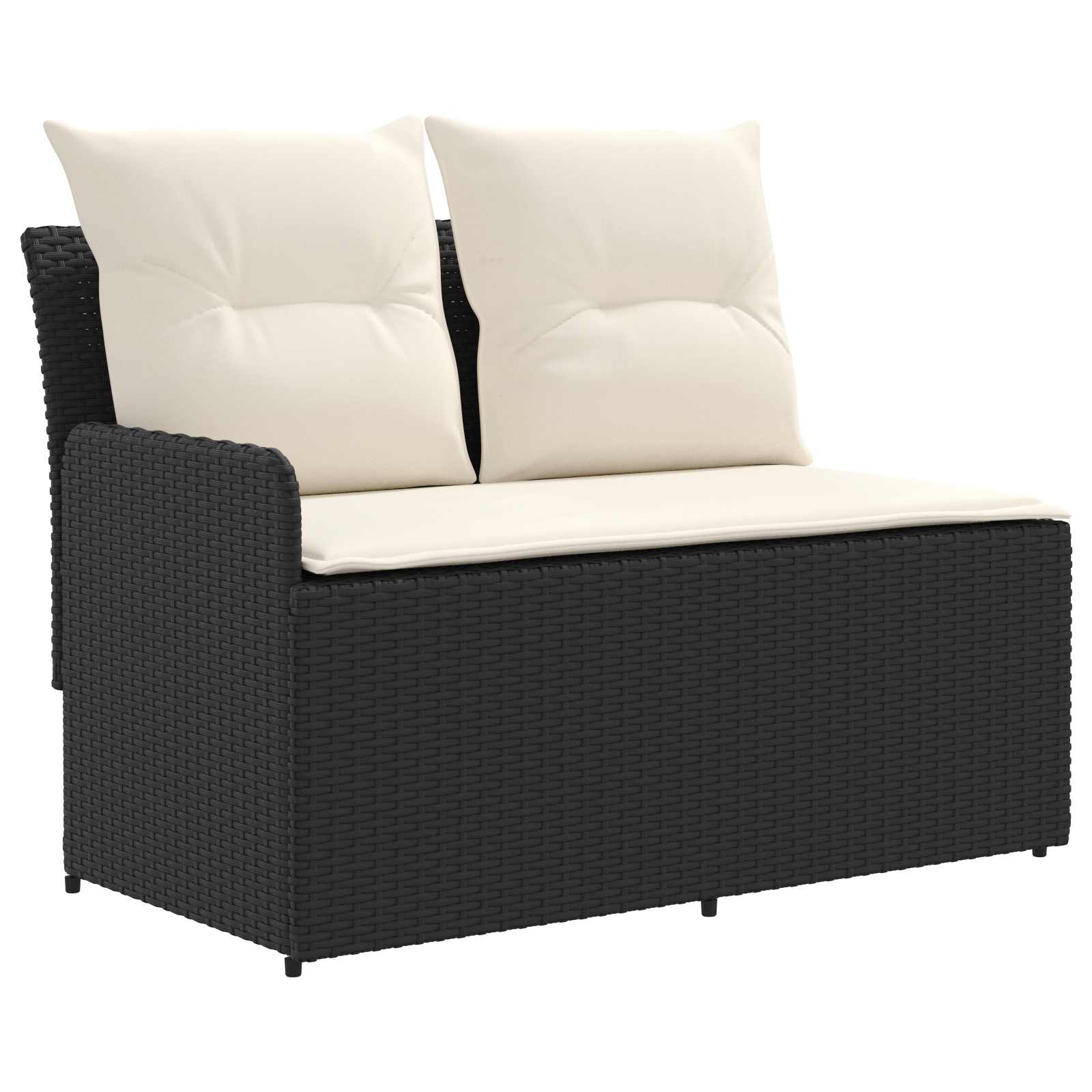 2 Stk. Gartenarmsessel mit Ecksofa PE-Rattan Schwarz und Creme