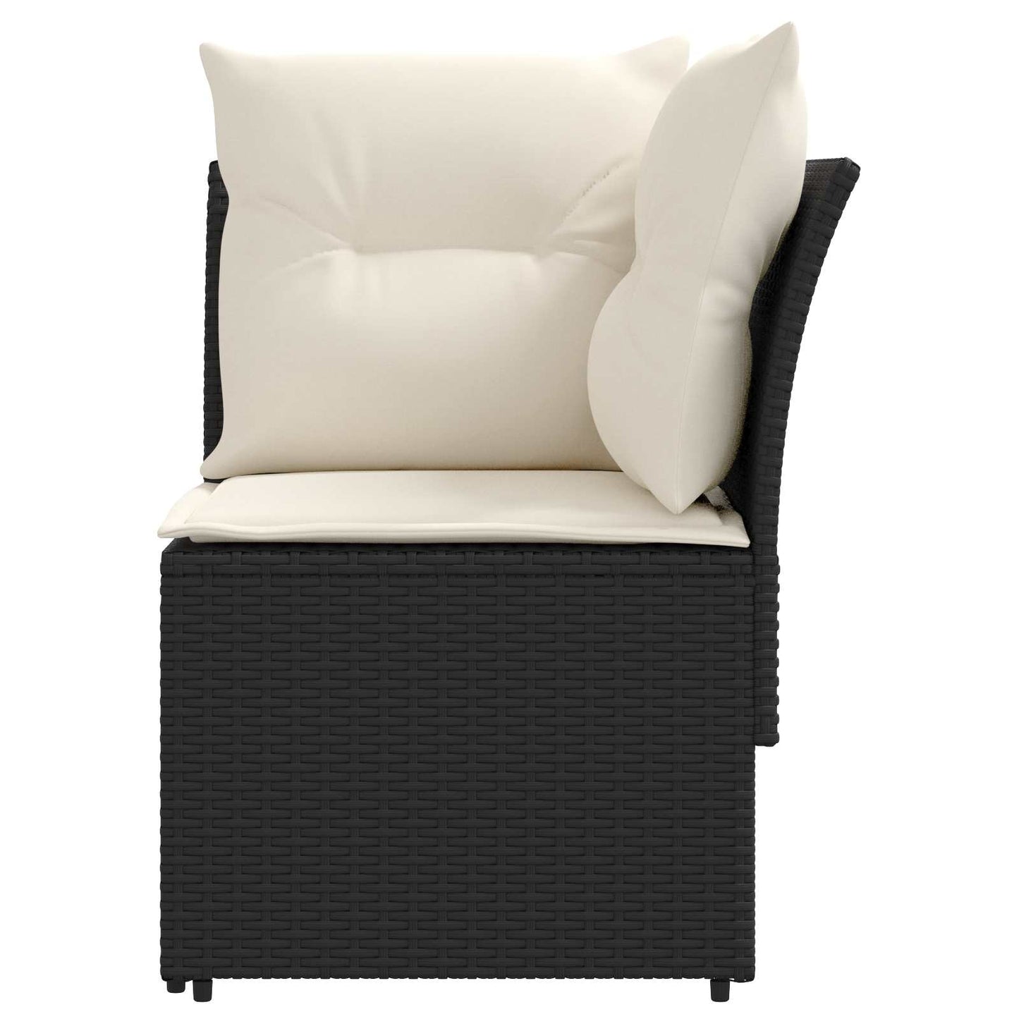 2 Stk. Gartenarmsessel mit Ecksofa PE-Rattan Schwarz und Creme