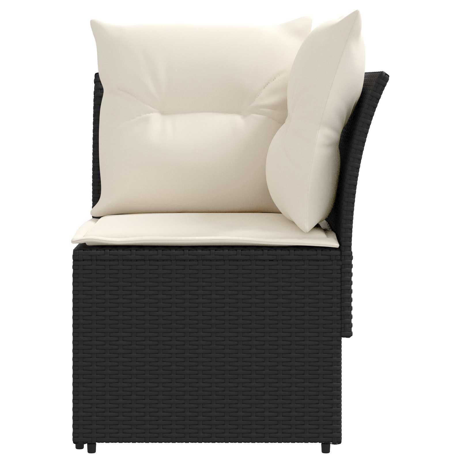 2 Stk. Gartenarmsessel mit Ecksofa PE-Rattan Schwarz und Creme