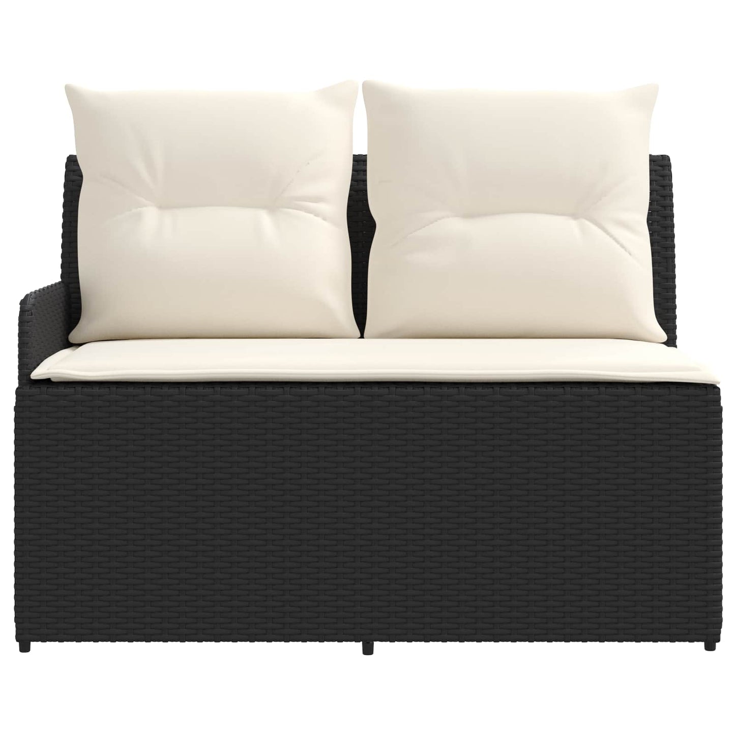 2 Stk. Gartenarmsessel mit Ecksofa PE-Rattan Schwarz und Creme