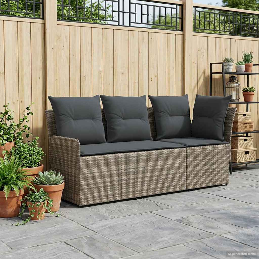 2 Stk. Gartenarmsessel mit Ecksofa PE-Rattan