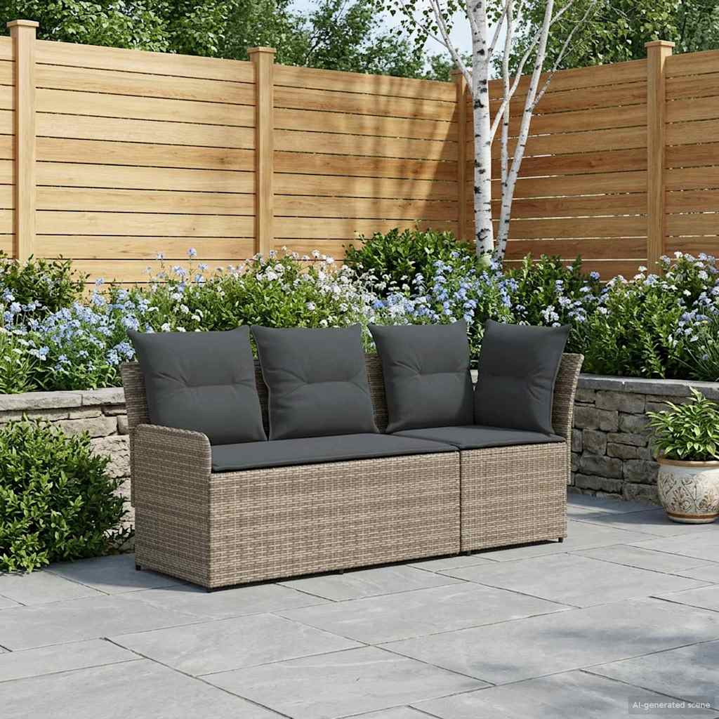 2 Stk. Gartenarmsessel mit Ecksofa PE-Rattan