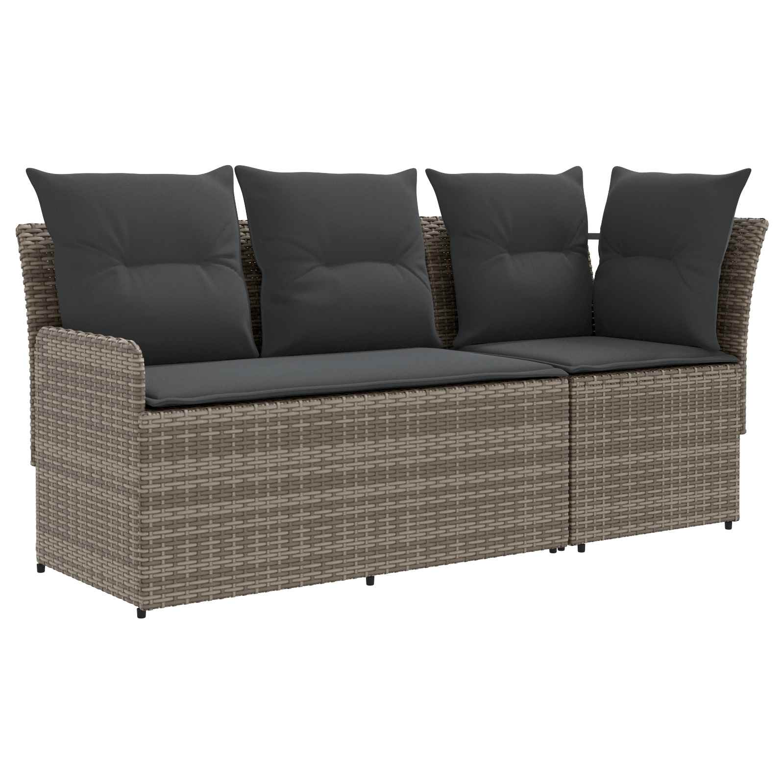 2 Stk. Gartenarmsessel mit Ecksofa PE-Rattan