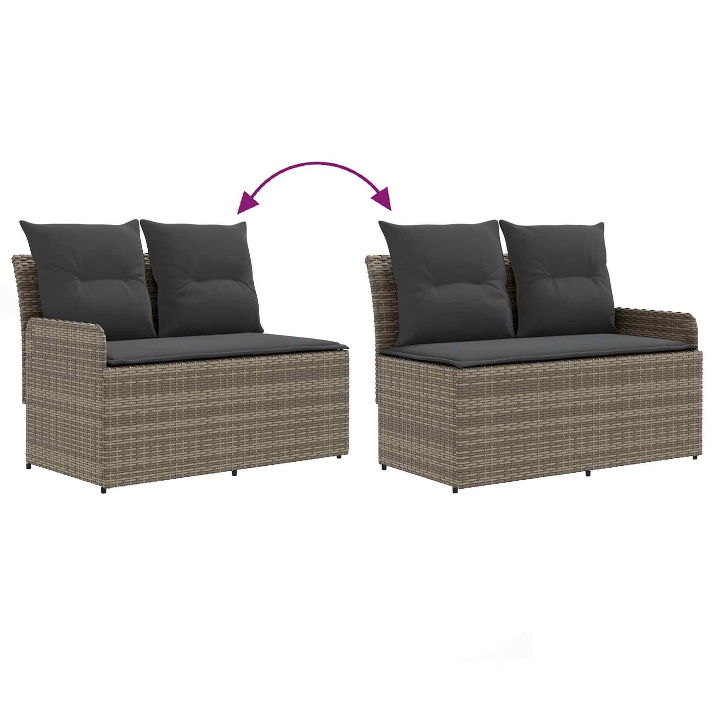 2 Stk. Gartenarmsessel mit Ecksofa PE-Rattan