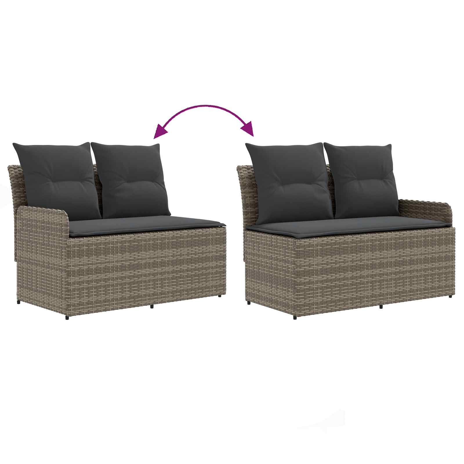 2 Stk. Gartenarmsessel mit Ecksofa PE-Rattan