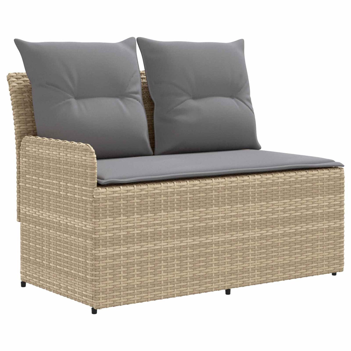 2 Stk. Gartenarmsessel mit Ecksofa PE-Rattan Beige und Hellgrau