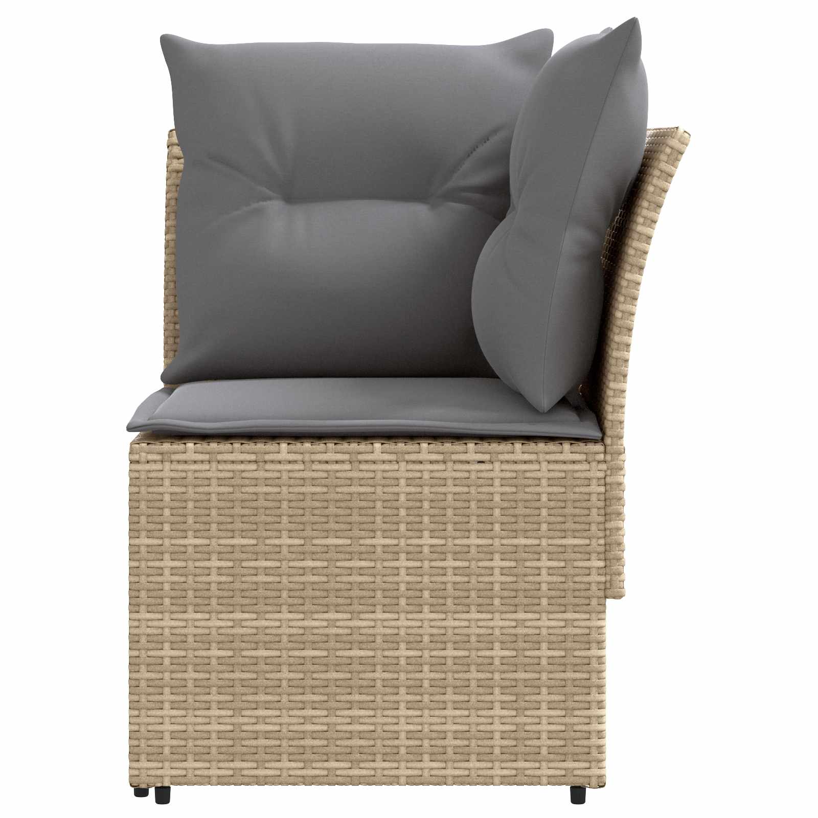 2 Stk. Gartenarmsessel mit Ecksofa PE-Rattan Beige und Hellgrau