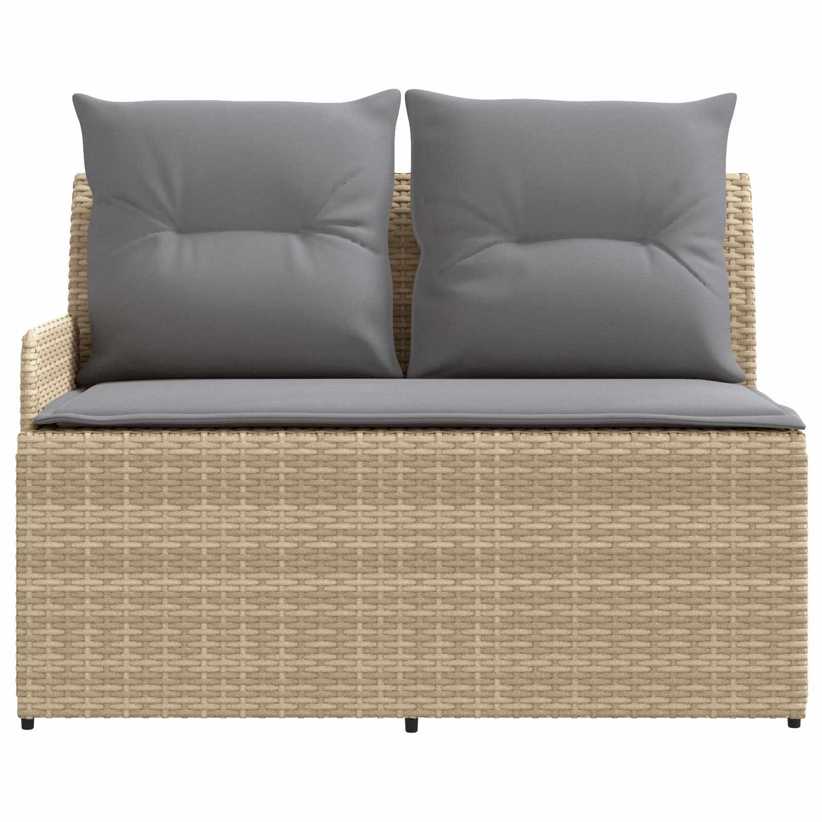 2 Stk. Gartenarmsessel mit Ecksofa PE-Rattan Beige und Hellgrau