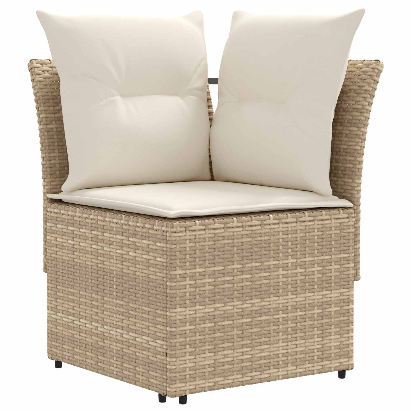 2 Stk. Gartenarmsessel mit Ecksofa PE-Rattan Beige und Creme