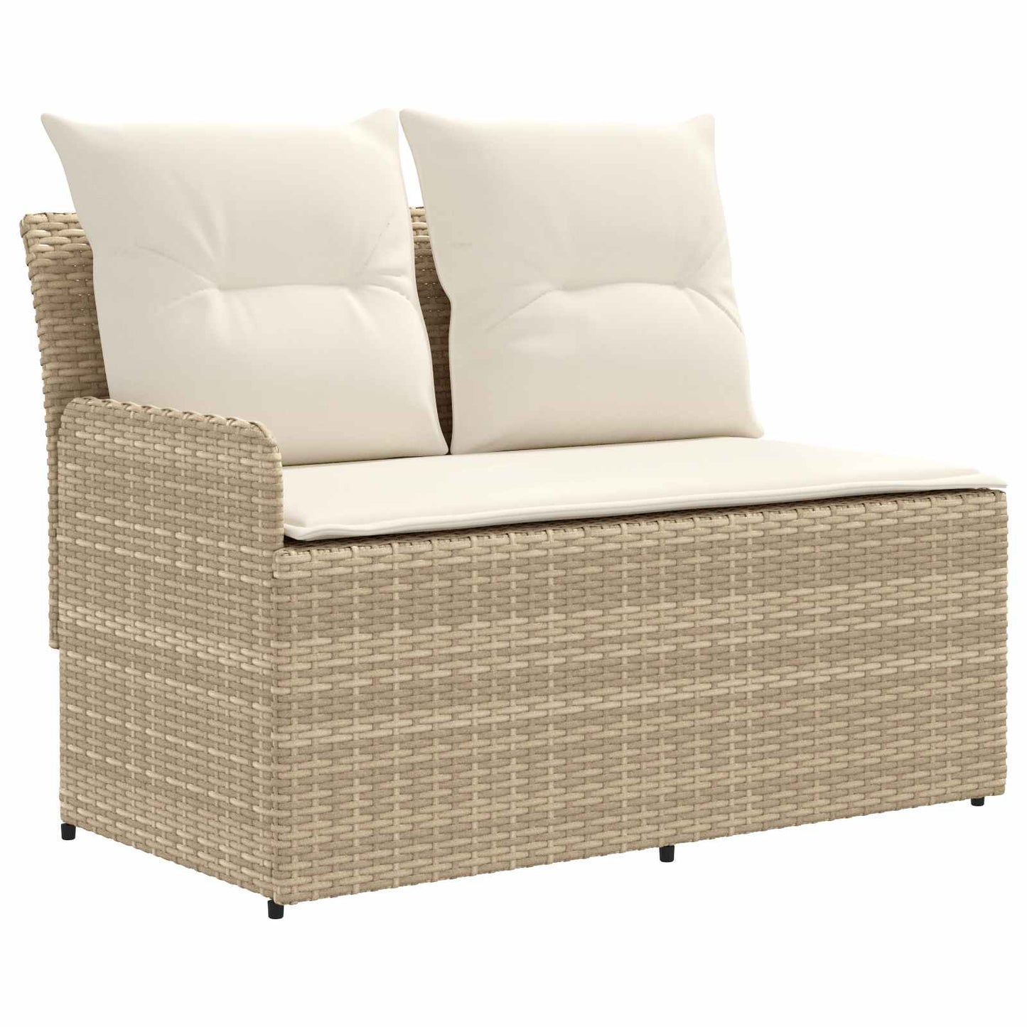 2 Stk. Gartenarmsessel mit Ecksofa PE-Rattan Beige und Creme