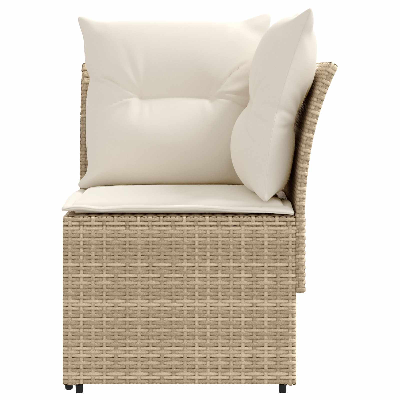 2 Stk. Gartenarmsessel mit Ecksofa PE-Rattan Beige und Creme