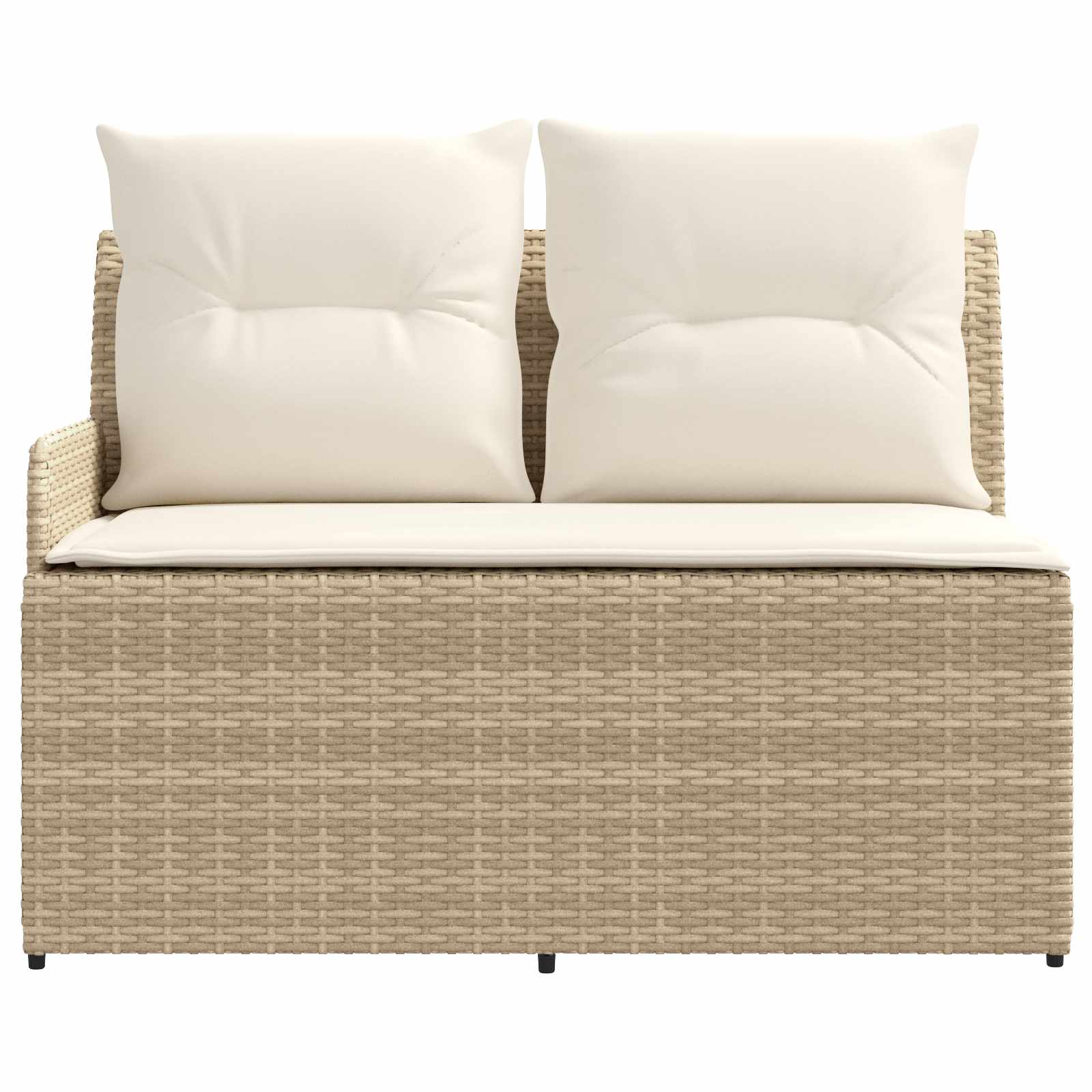 2 Stk. Gartenarmsessel mit Ecksofa PE-Rattan Beige und Creme