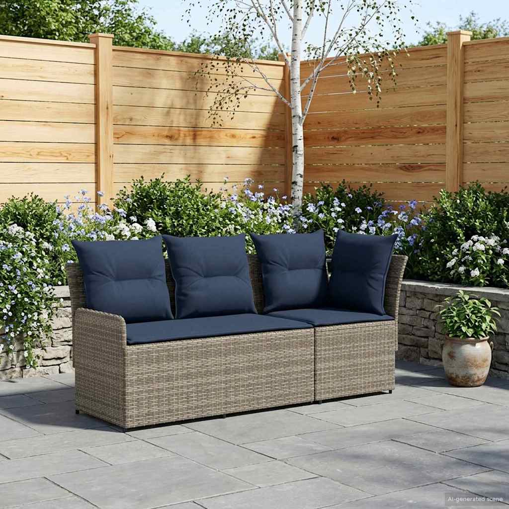 2 Stk. Gartenarmsessel mit Ecksofa PE-Rattan
