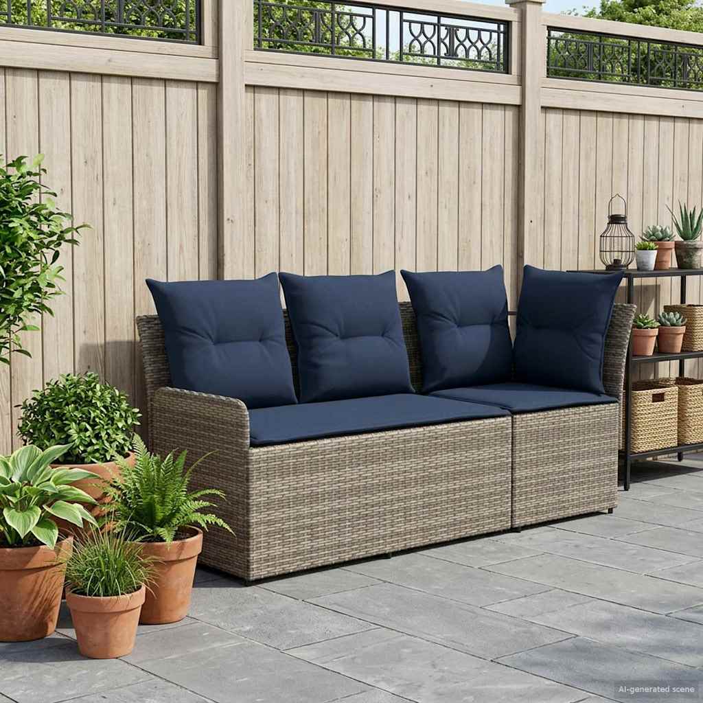 2 Stk. Gartenarmsessel mit Ecksofa PE-Rattan