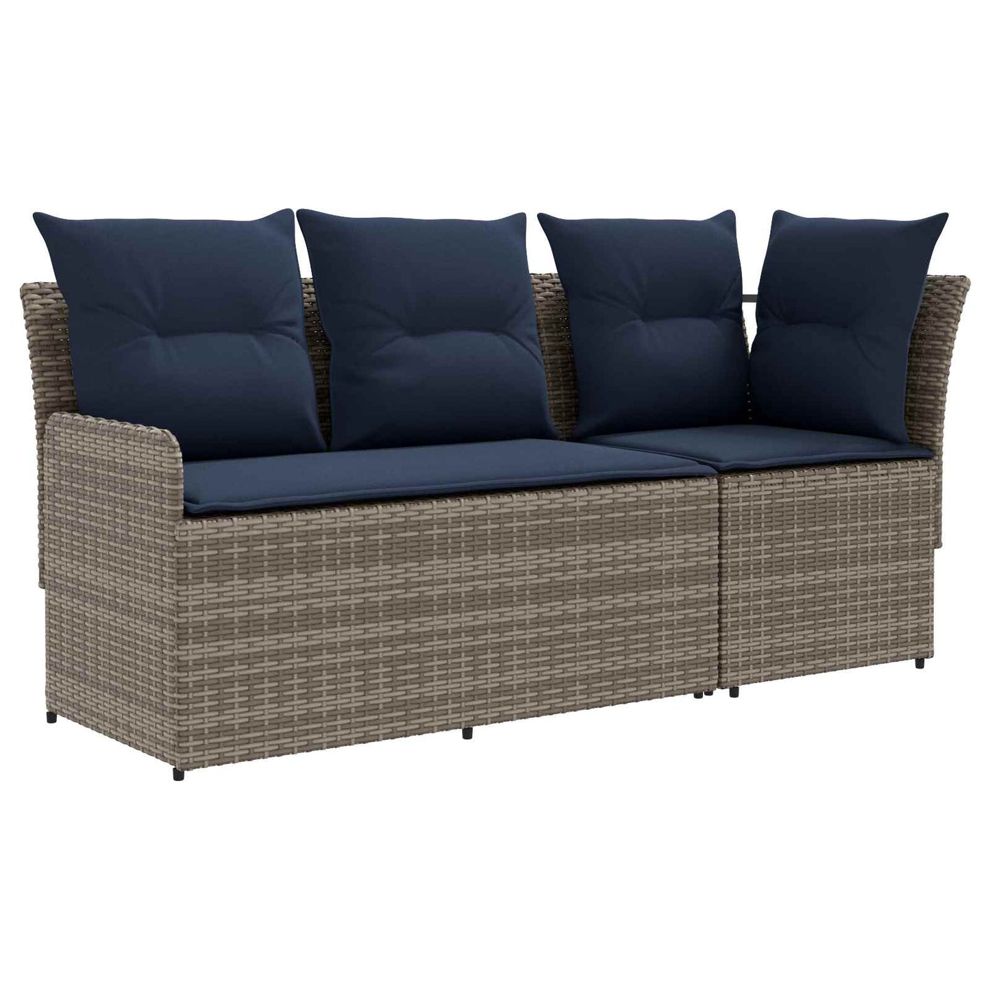 2 Stk. Gartenarmsessel mit Ecksofa PE-Rattan