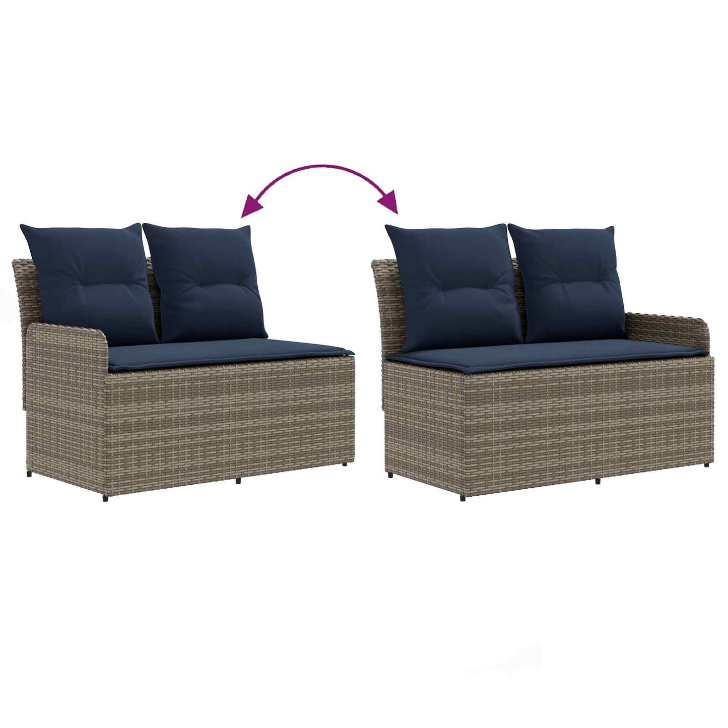 2 Stk. Gartenarmsessel mit Ecksofa PE-Rattan