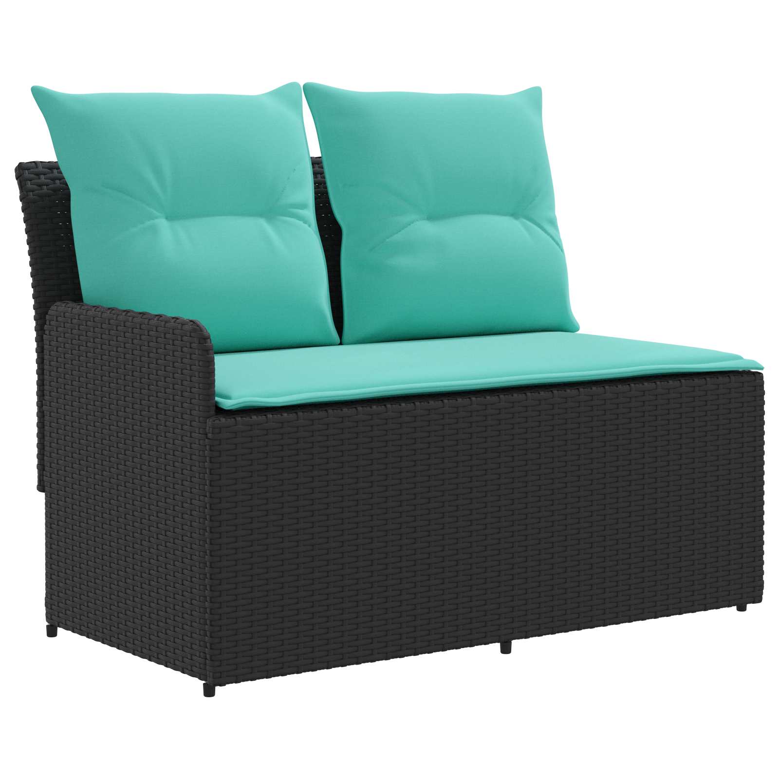 2 Stk. Gartenarmsessel mit Ecksofa PE-Rattan Schwarz und Türkis