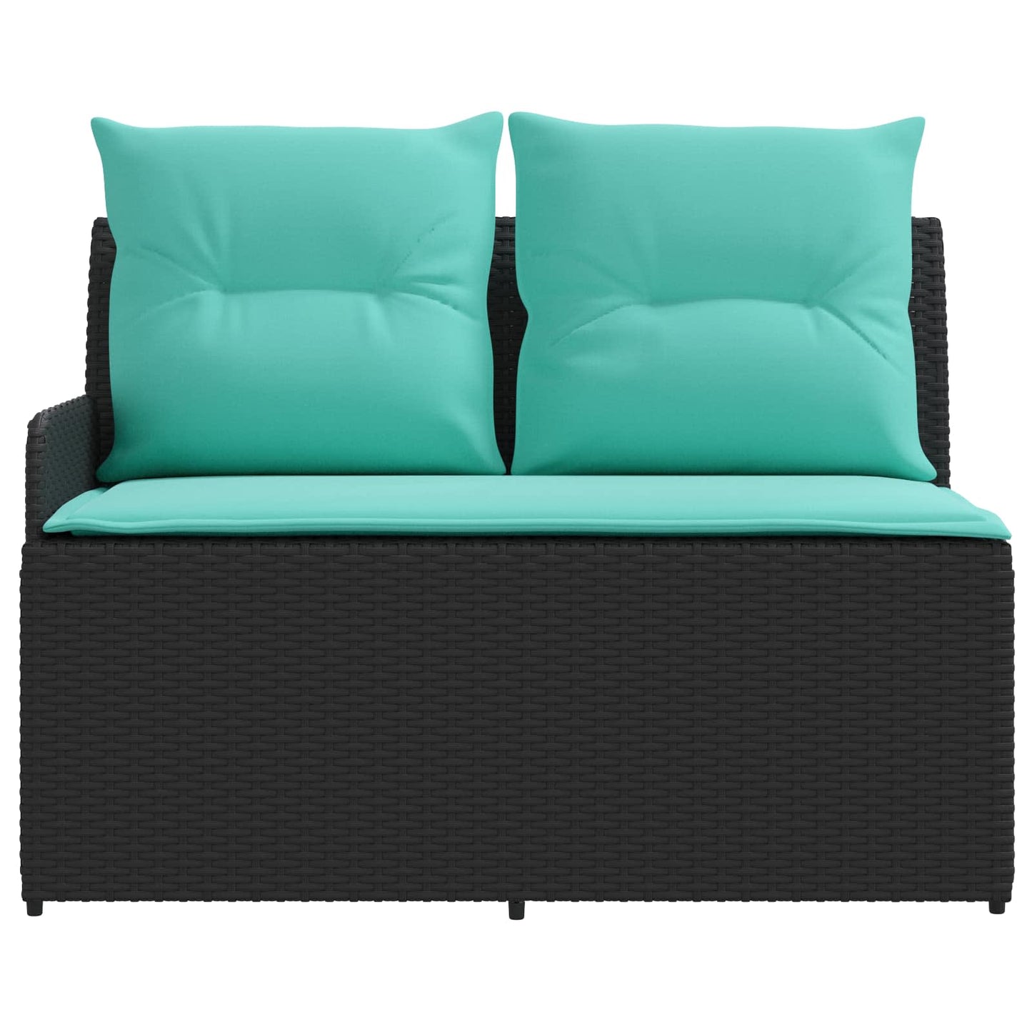 2 Stk. Gartenarmsessel mit Ecksofa PE-Rattan Schwarz und Türkis