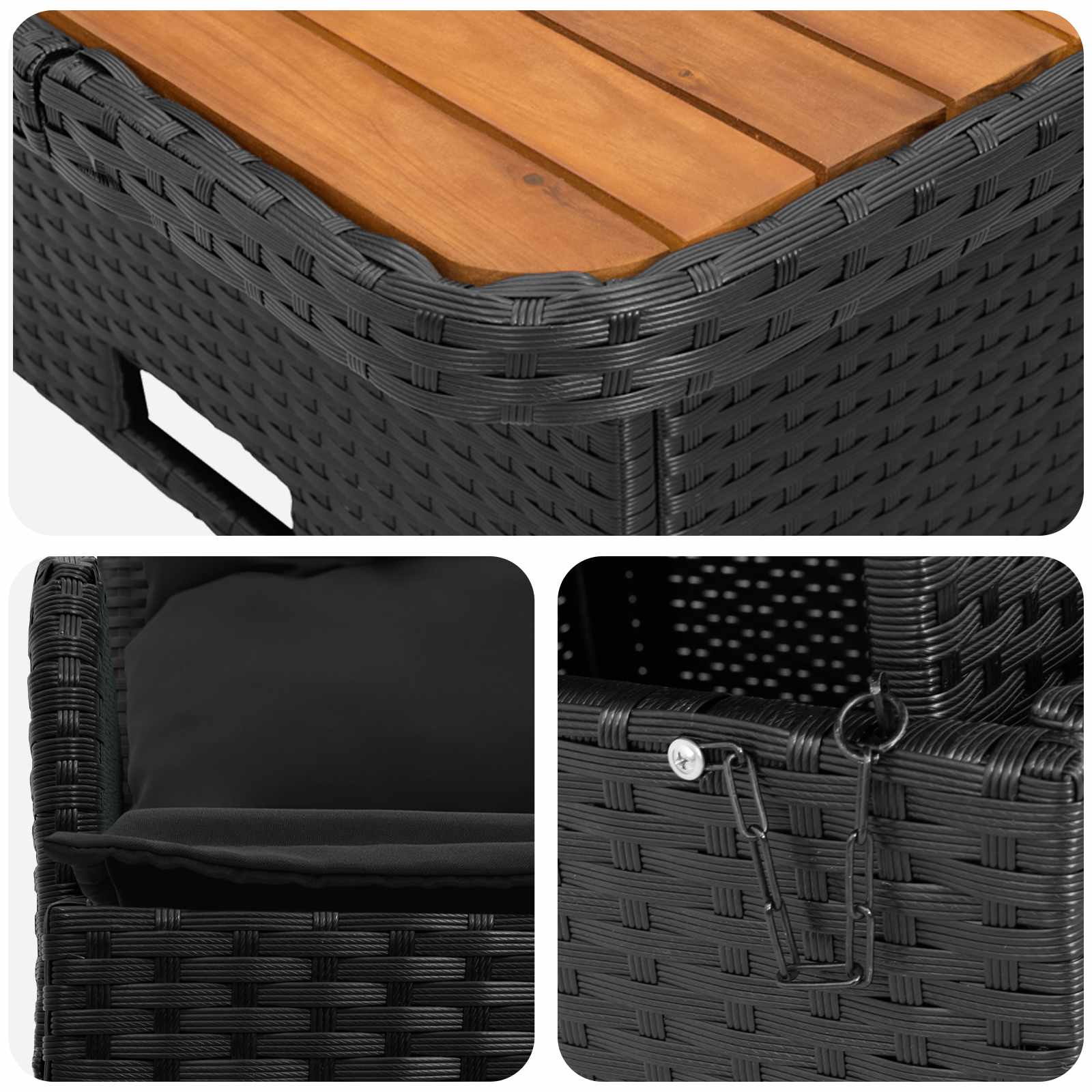 Garten Armlehnen Sofa mit Klapptisch 2 Stück Schwarz PE-Rattan