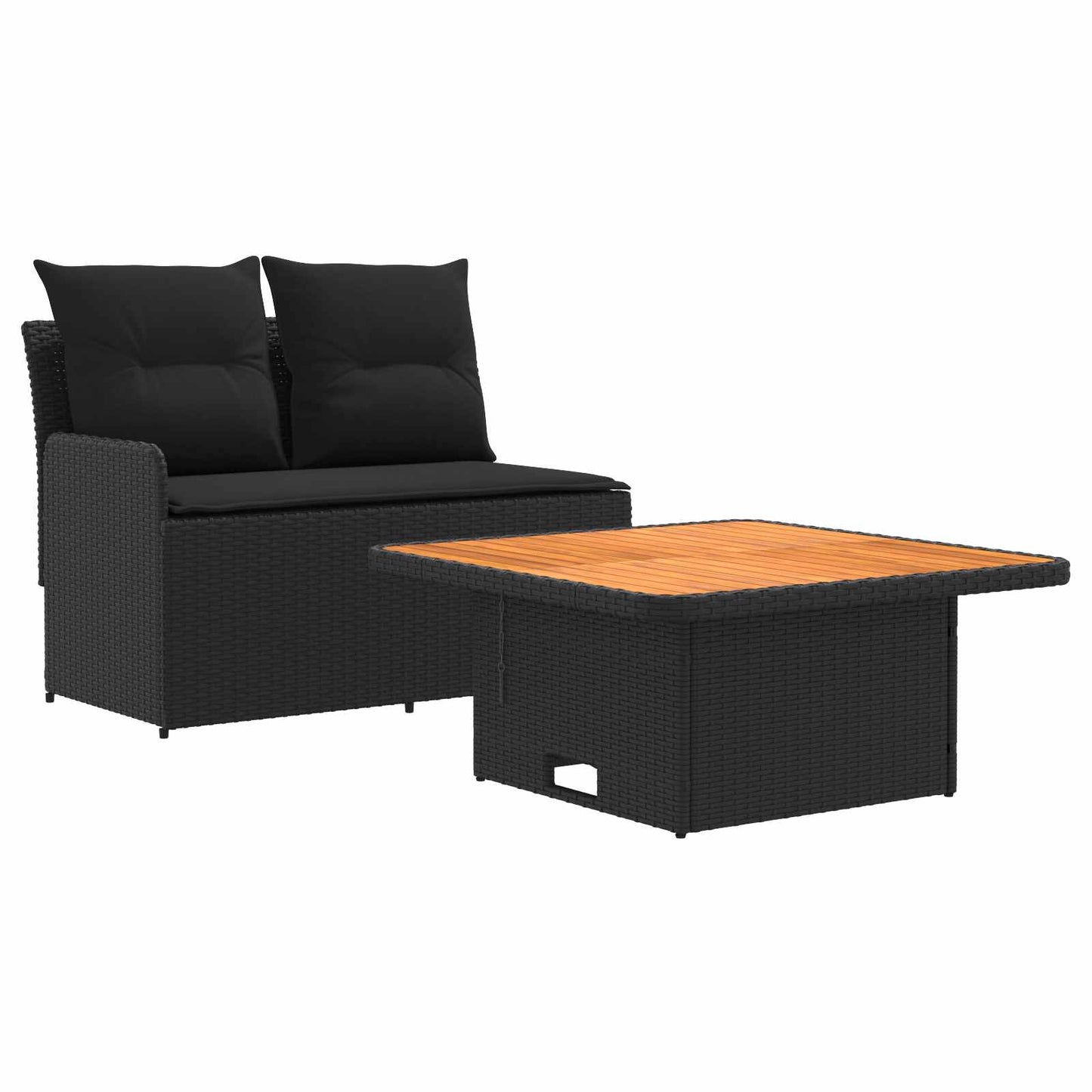 Garten Armlehnen Sofa mit Klapptisch 2 Stück Schwarz PE-Rattan