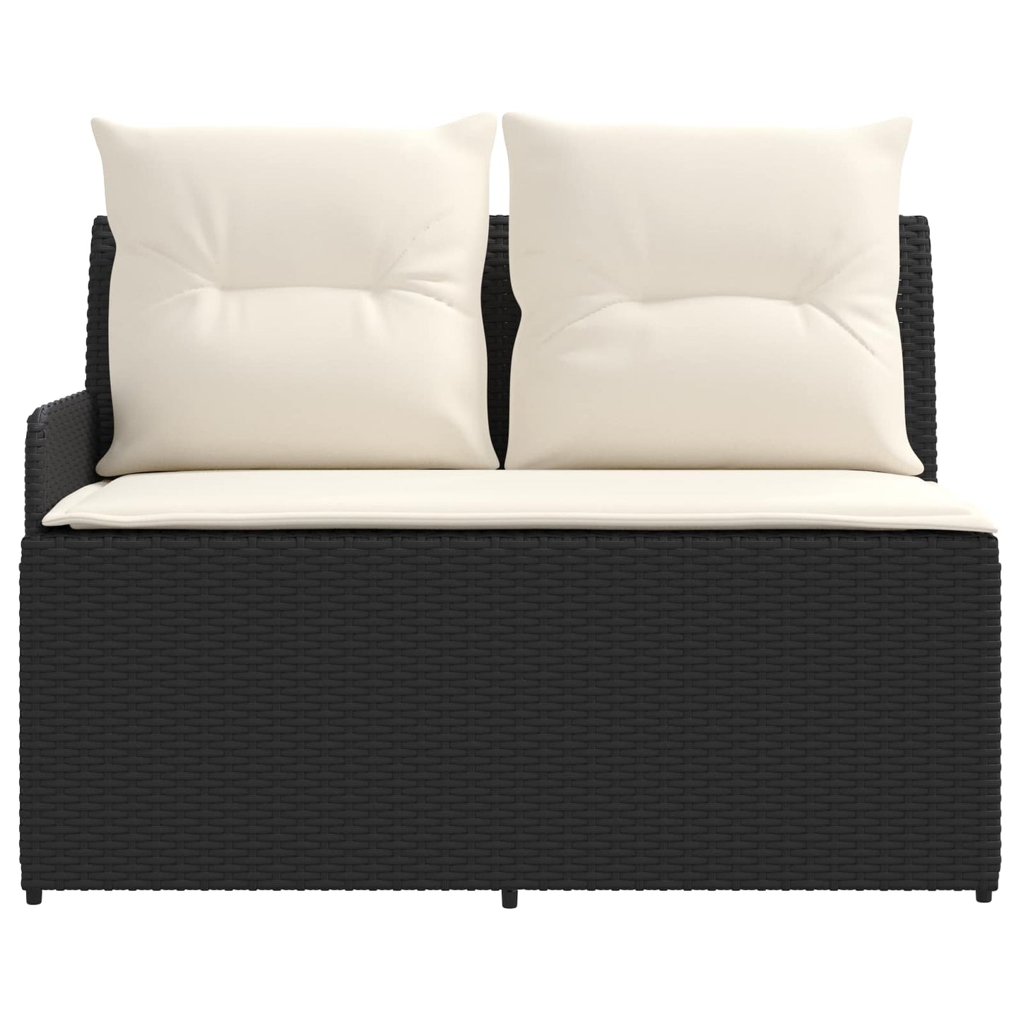 Garten Armlehnen Sofa mit Klapptisch 2 Stück Schwarz und Creme