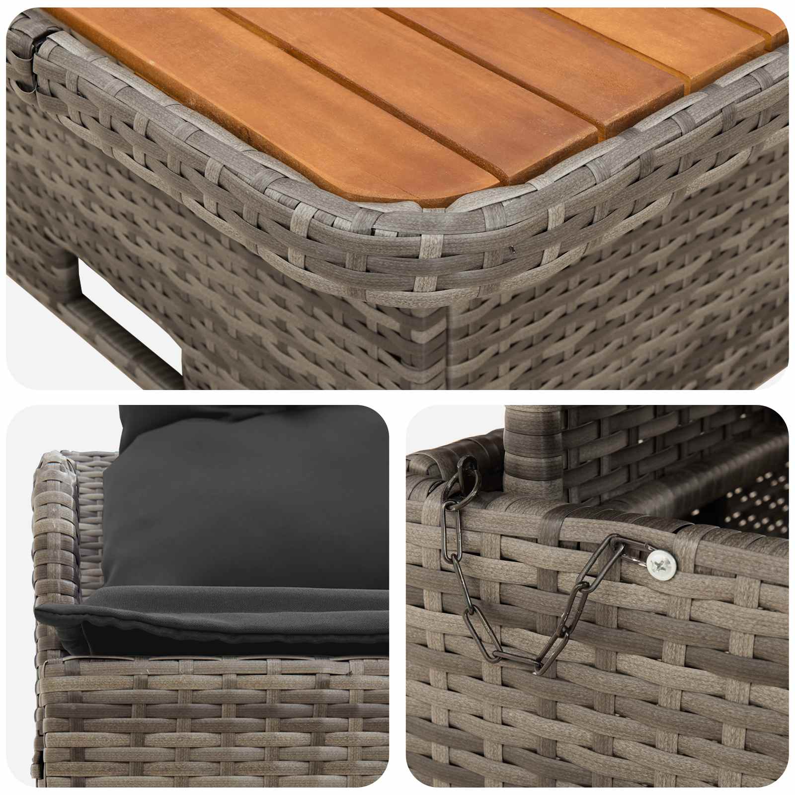 Garten Armlehnen Sofa mit Klapptisch 2 Stück PE-Rattan