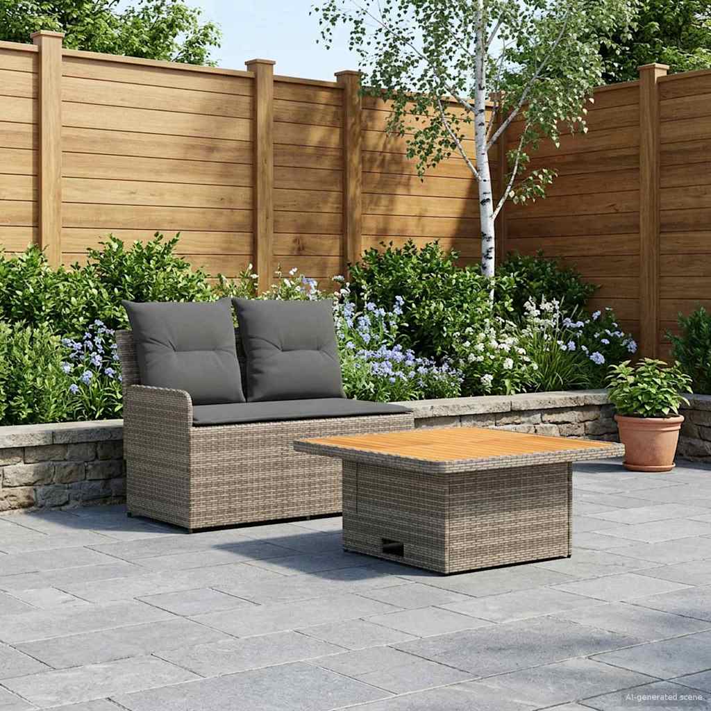 Garten Armlehnen Sofa mit Klapptisch 2 Stück PE-Rattan