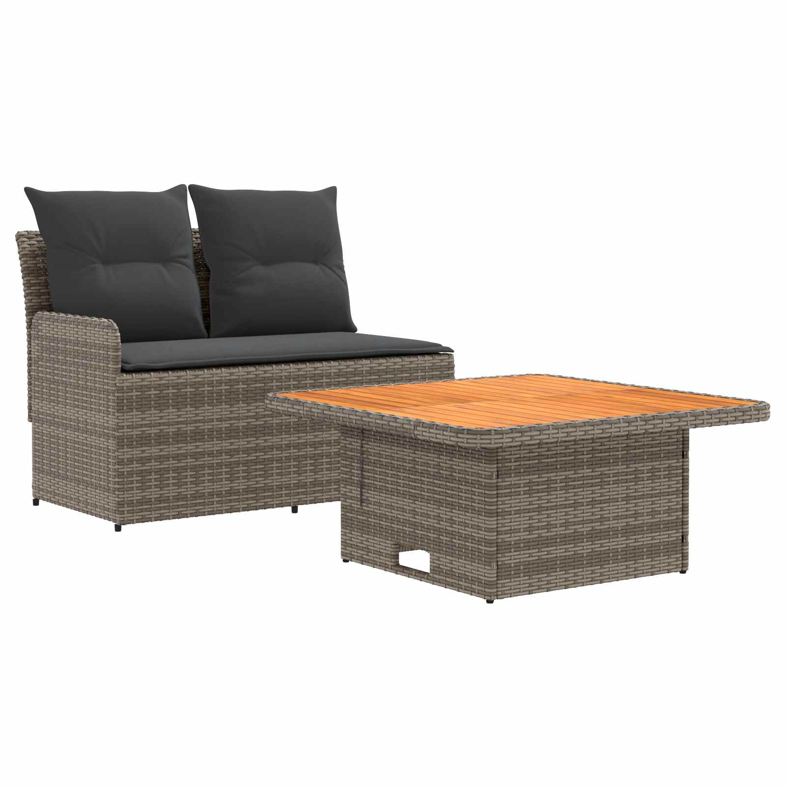 Garten Armlehnen Sofa mit Klapptisch 2 Stück PE-Rattan
