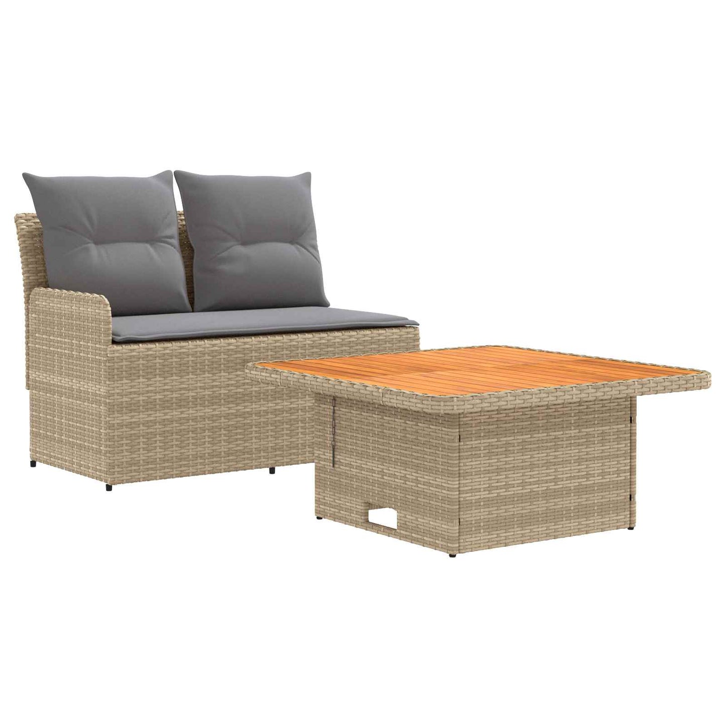 Garten Armlehnen Sofa mit Klapptisch 2 Stück Beige und Hellgrau