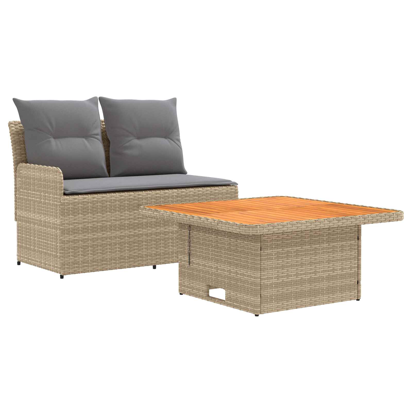 Garten Armlehnen Sofa mit Klapptisch 2 Stück Beige und Hellgrau