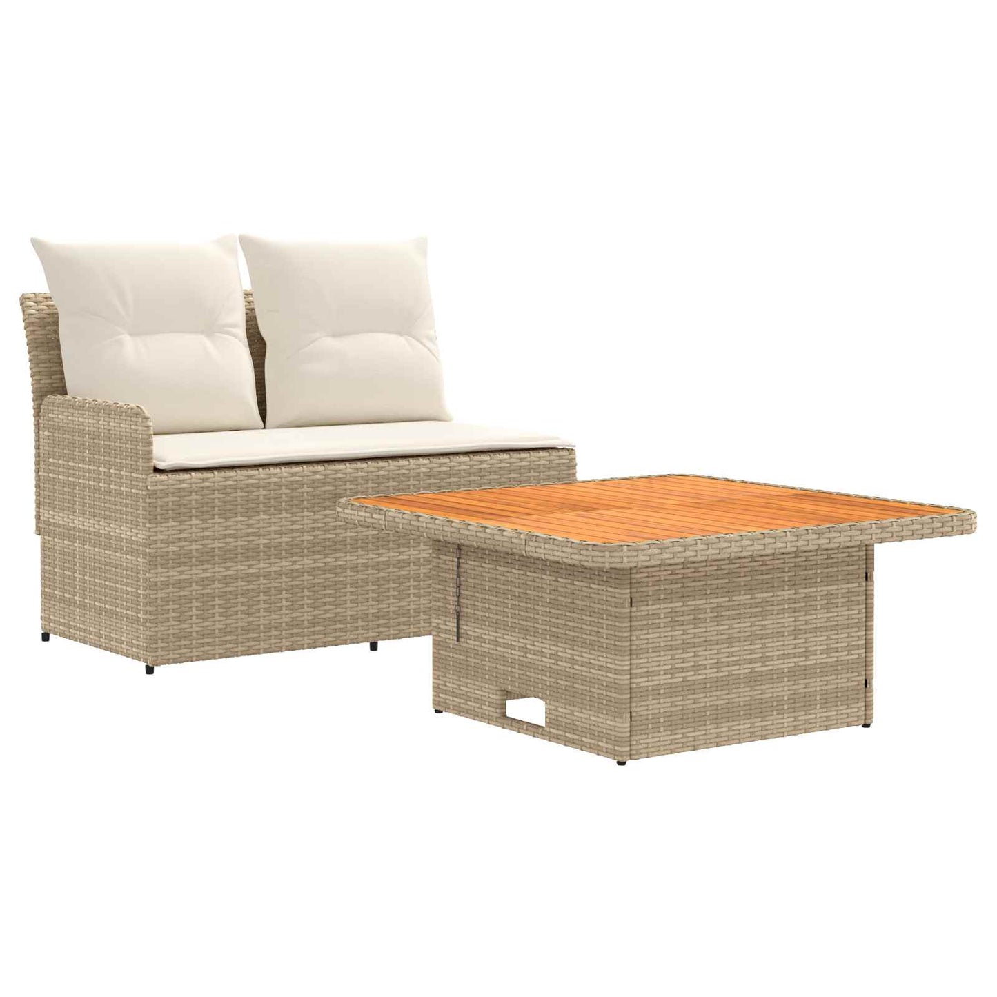 2 Stk. Garten Armlehnen Sofa mit Klapptisch PE-Rattan