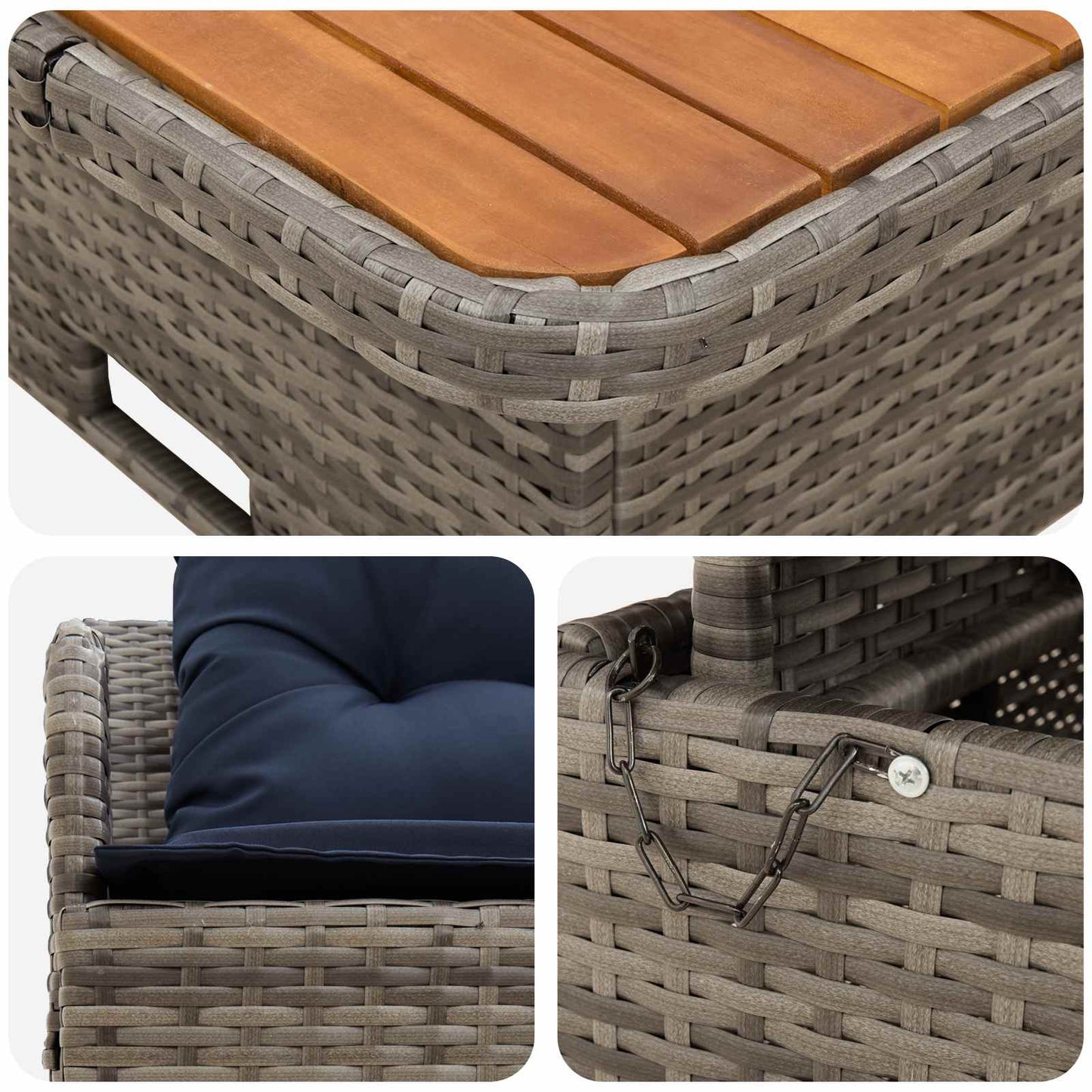 Garten Armlehnen Sofa mit Klapptisch 2 Stück PE-Rattan