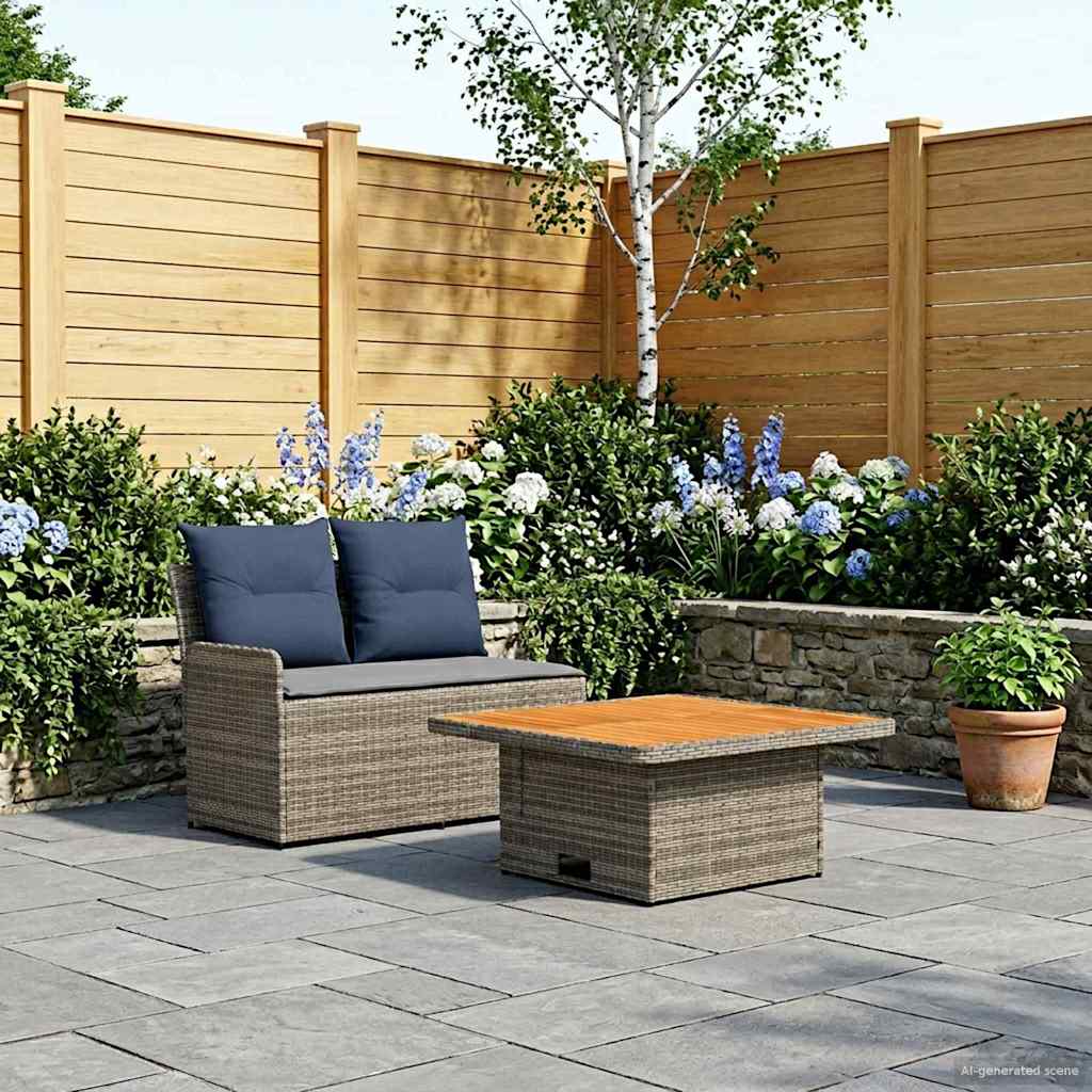 Garten Armlehnen Sofa mit Klapptisch 2 Stück PE-Rattan