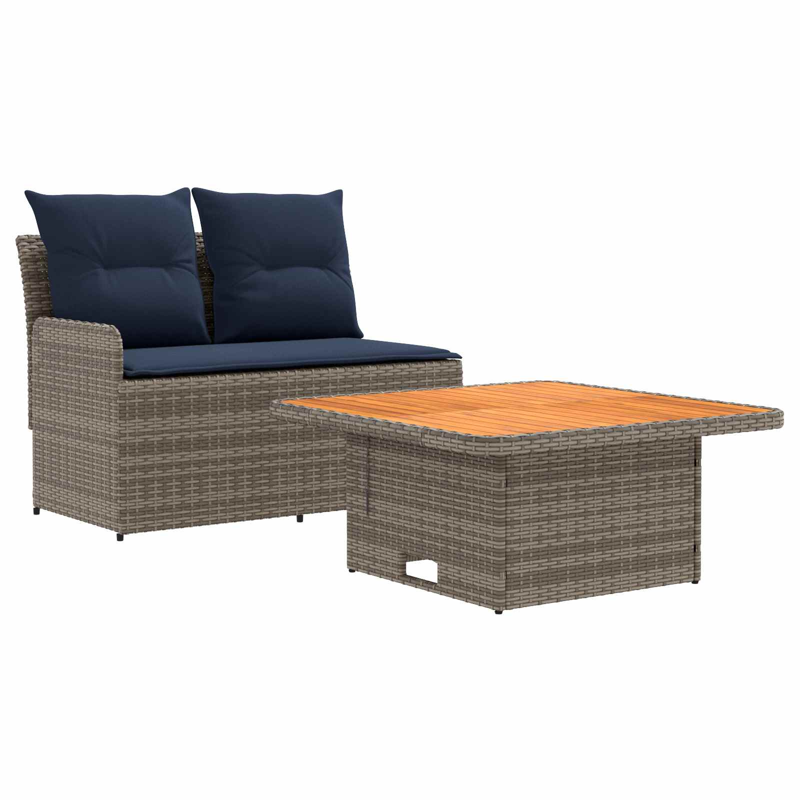 Garten Armlehnen Sofa mit Klapptisch 2 Stück PE-Rattan