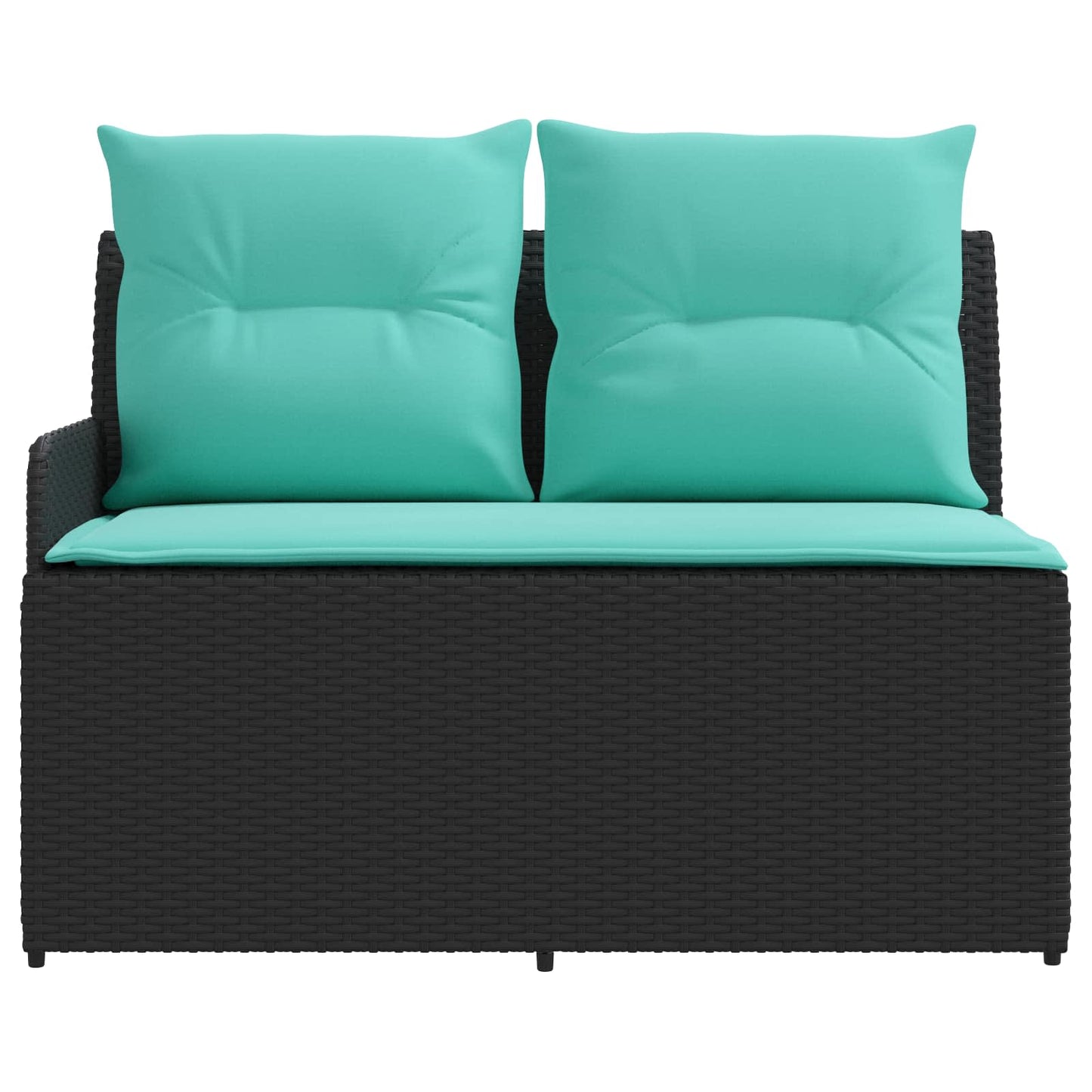 Garten Armlehnen Sofa mit Klapptisch 2 Stück Schwarz und Türkis