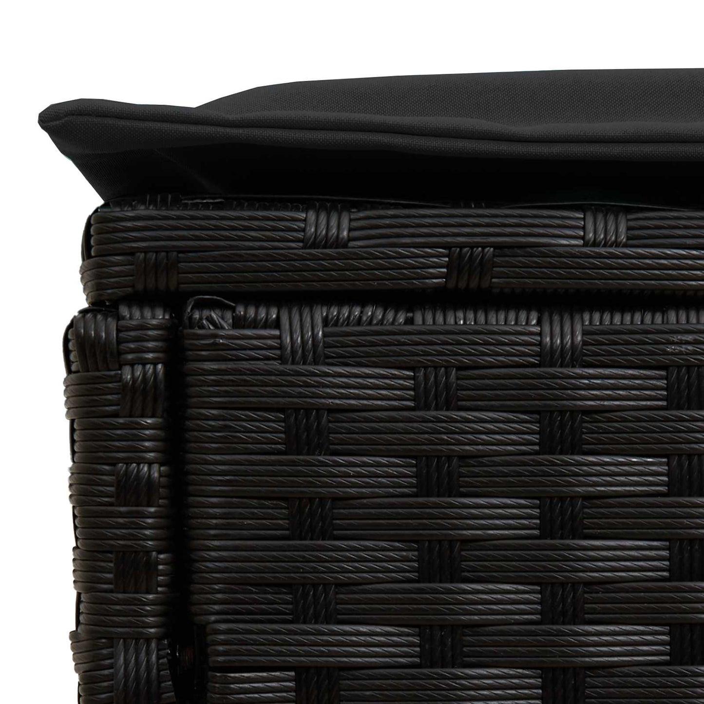 2 Stk. Garten-Fußhocker PE-Rattan Schwarz