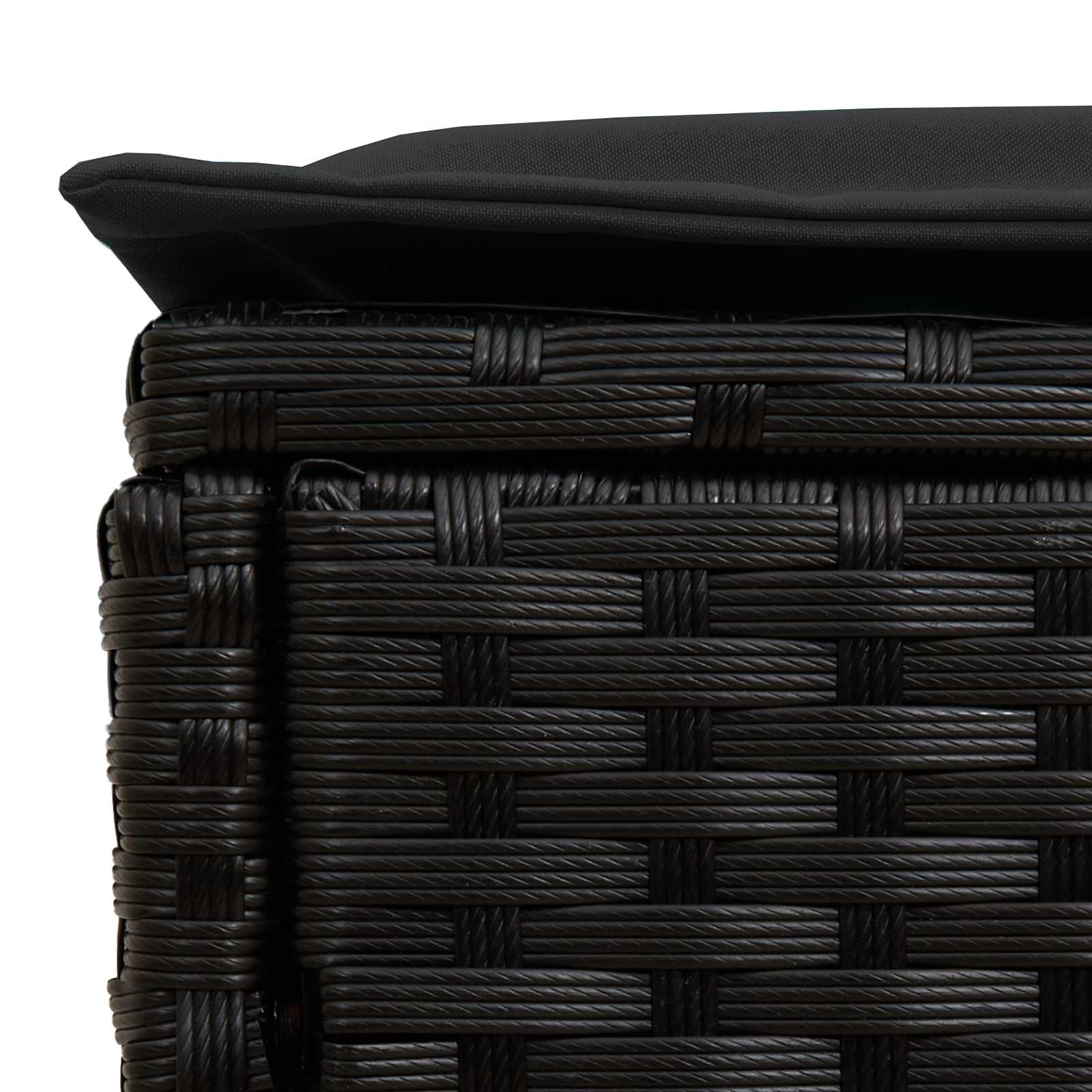 2 Stk. Garten-Fußhocker PE-Rattan Schwarz