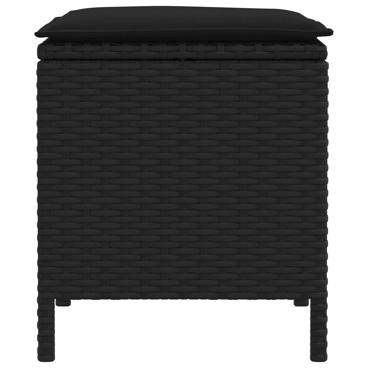2 Stk. Garten-Fußhocker PE-Rattan Schwarz