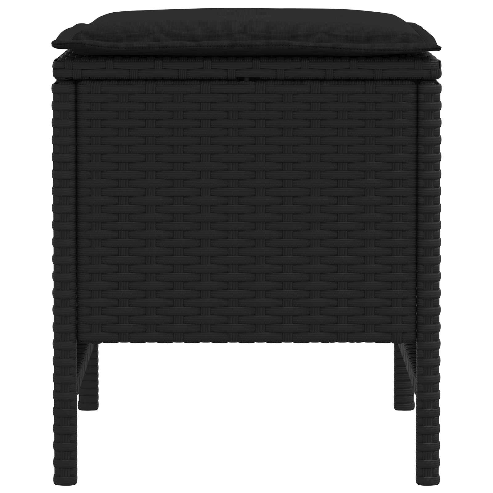 2 Stk. Garten-Fußhocker PE-Rattan Schwarz