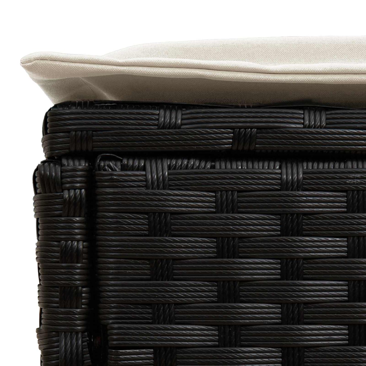 2 Stk. Garten-Fußhocker PE-Rattan Schwarz und Creme