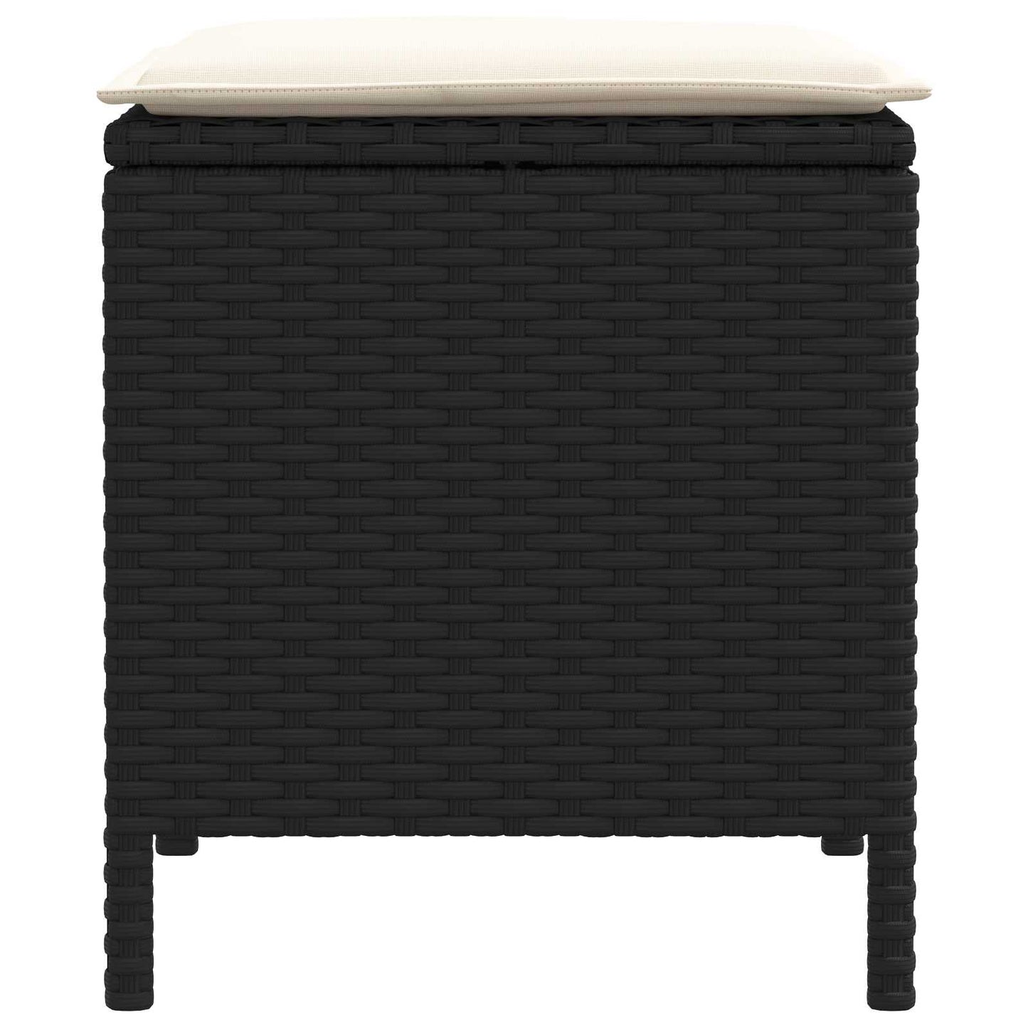 2 Stk. Garten-Fußhocker PE-Rattan Schwarz und Creme