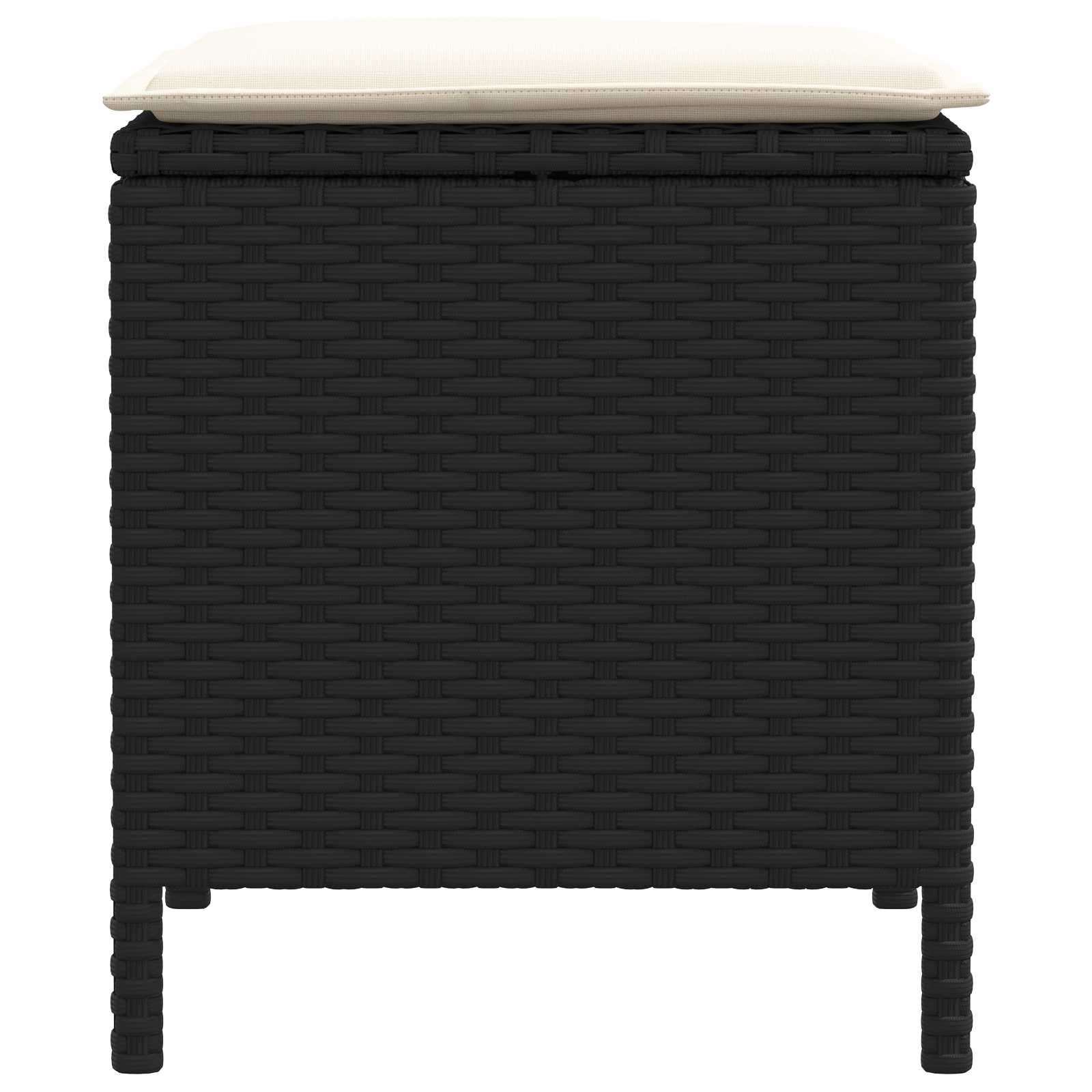 2 Stk. Garten-Fußhocker PE-Rattan Schwarz und Creme
