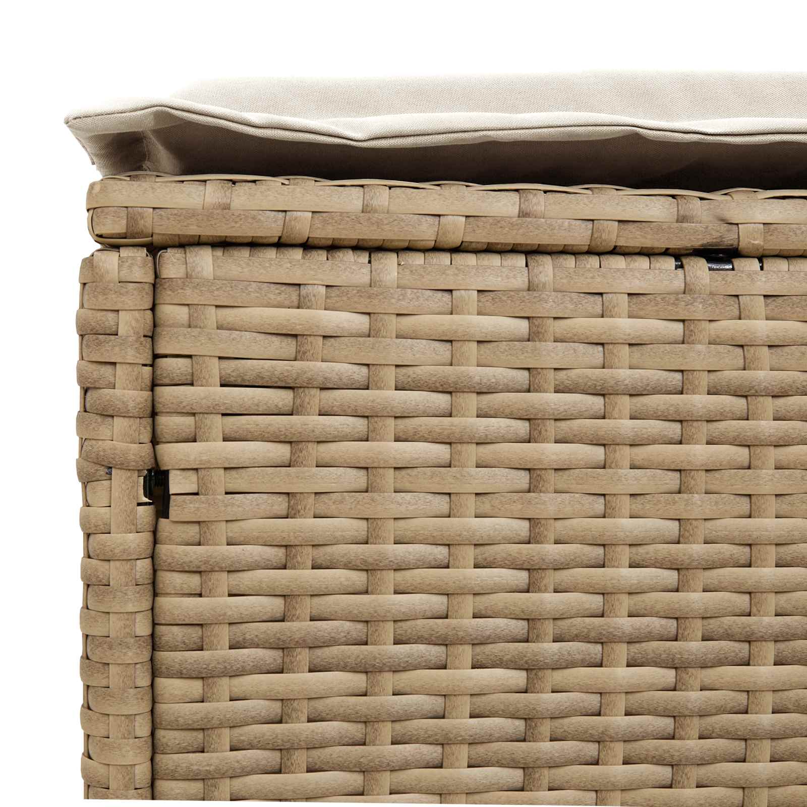 2 Stk. Garten-Fußhocker PE-Rattan Beige und Creme