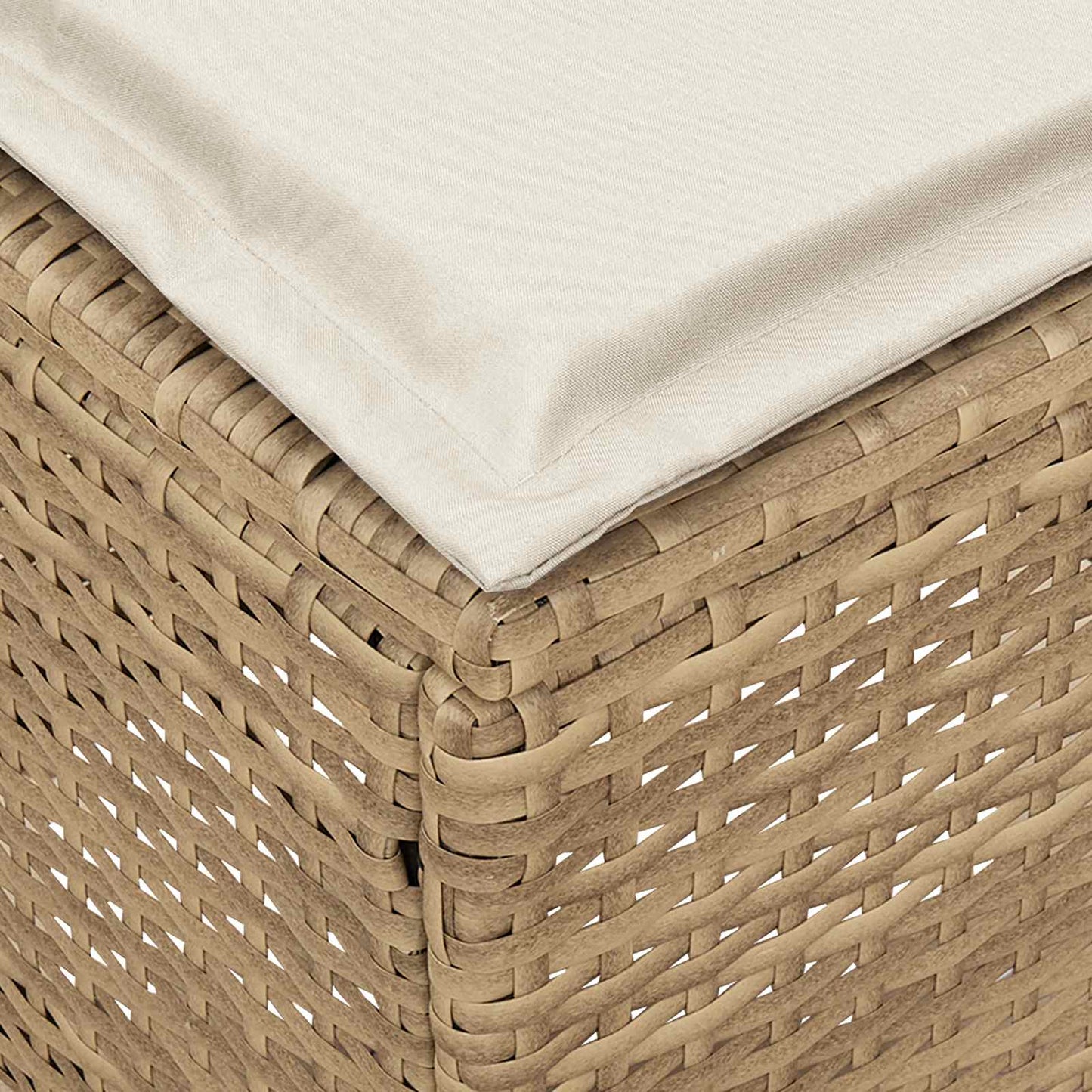 2 Stk. Garten-Fußhocker PE-Rattan Beige und Creme