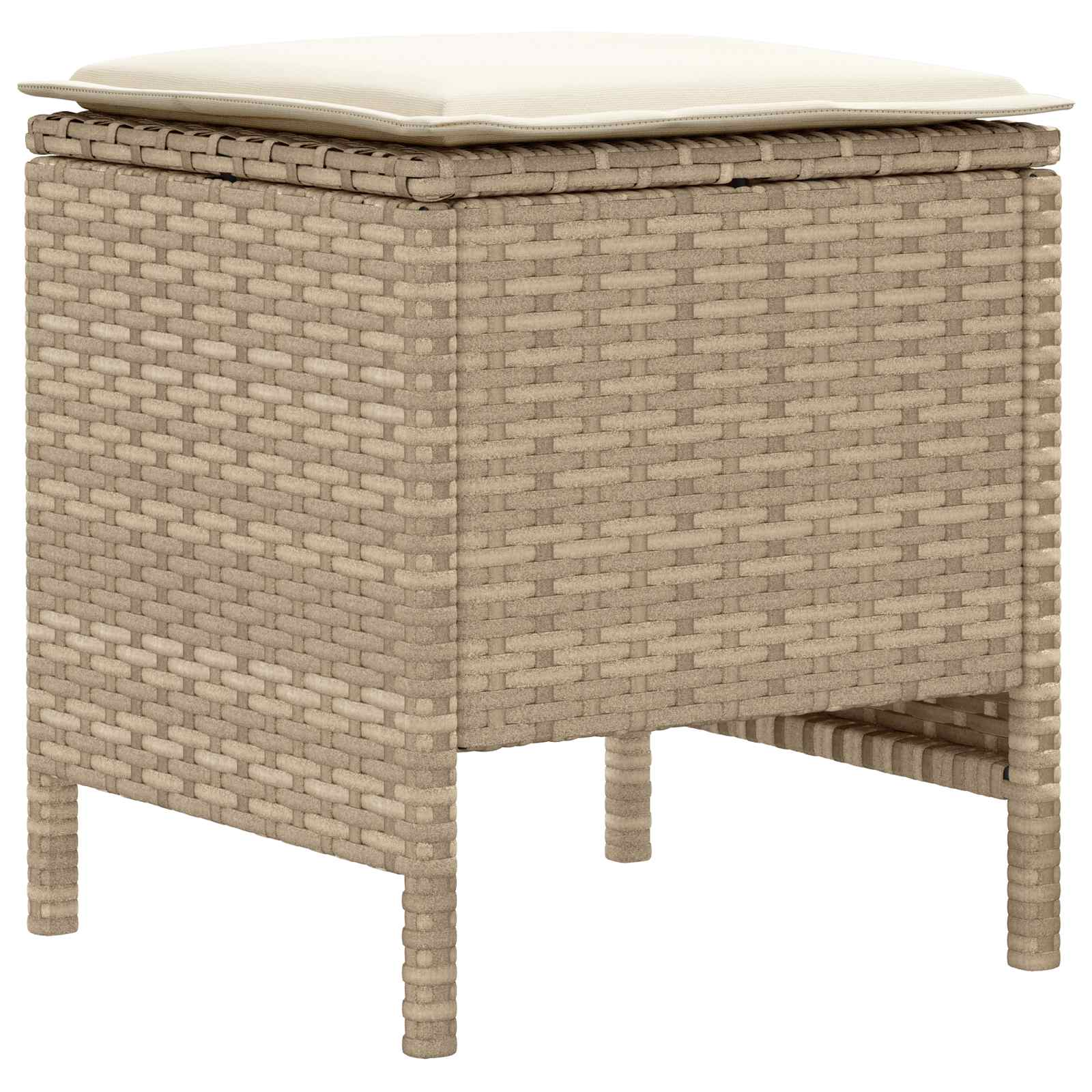 2 Stk. Garten-Fußhocker PE-Rattan Beige und Creme