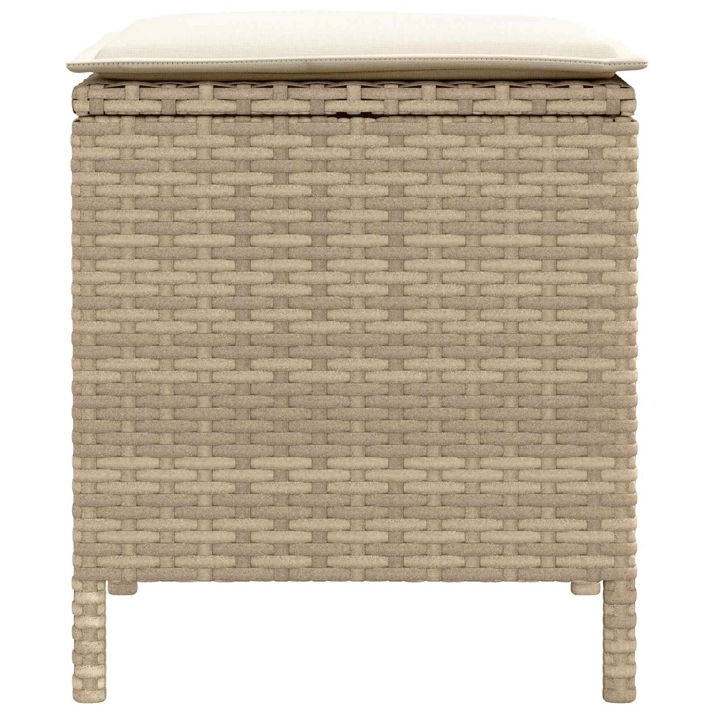 2 Stk. Garten-Fußhocker PE-Rattan Beige und Creme