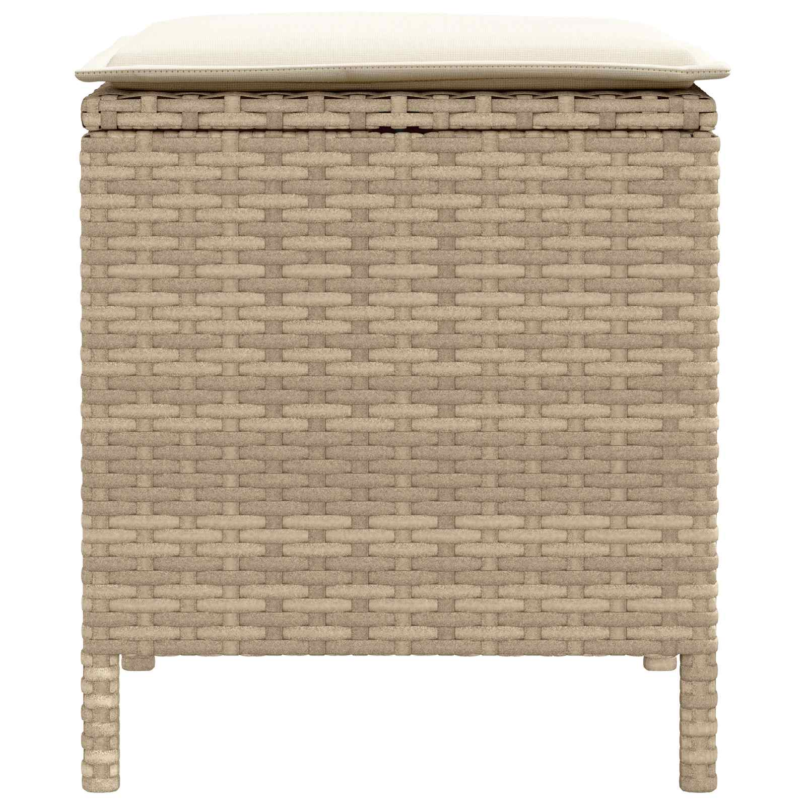 2 Stk. Garten-Fußhocker PE-Rattan Beige und Creme