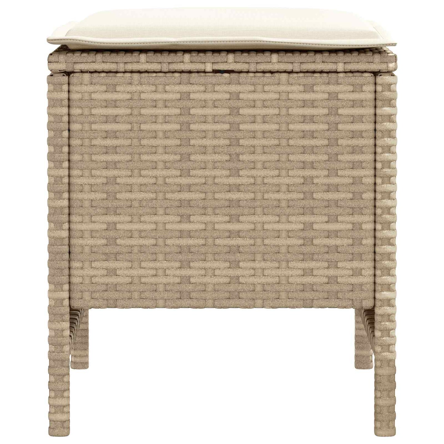 2 Stk. Garten-Fußhocker PE-Rattan Beige und Creme