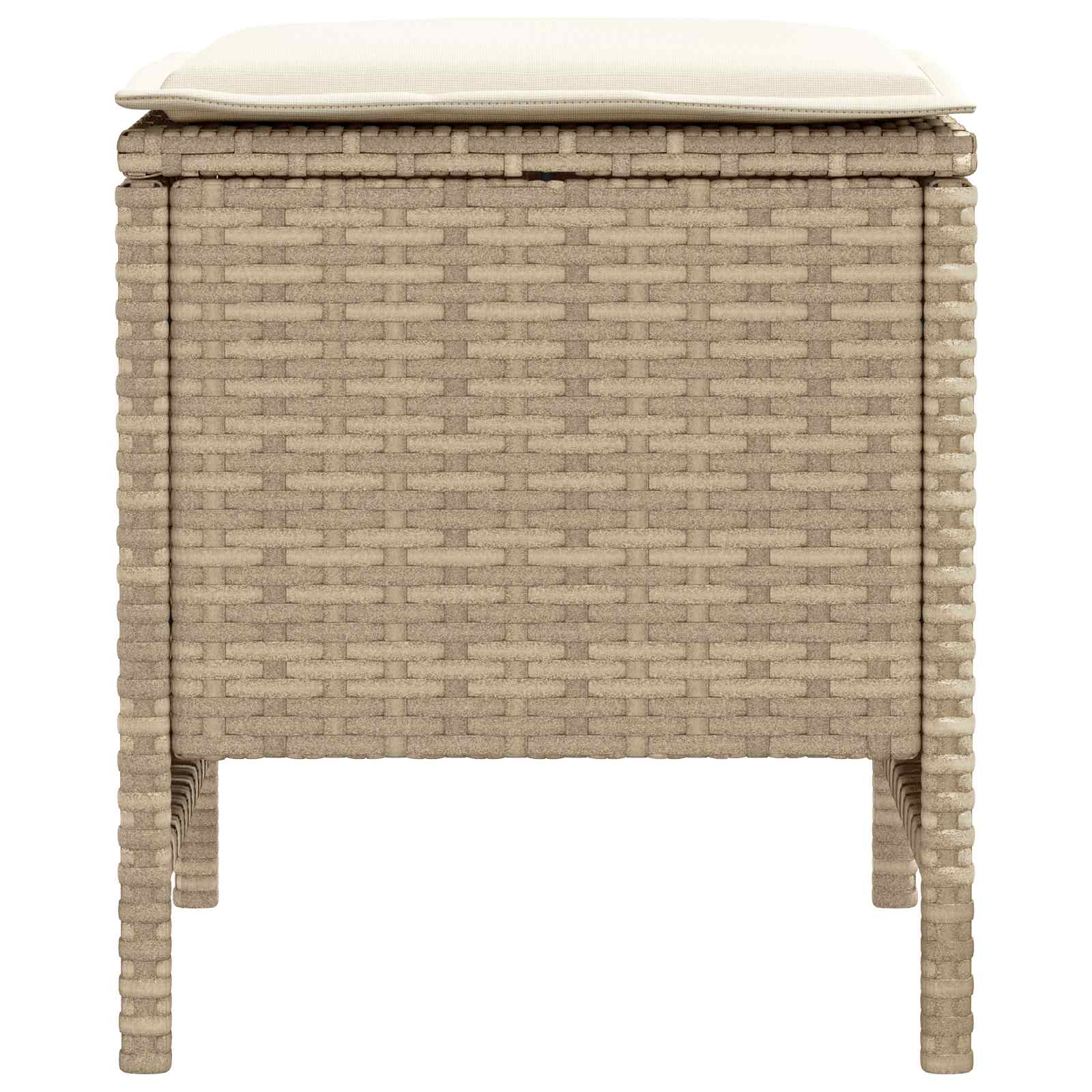 2 Stk. Garten-Fußhocker PE-Rattan Beige und Creme